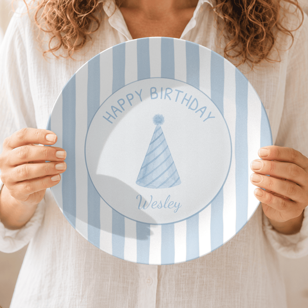 Custom Pink Blue Birthday Plate by Lil Plate Shop