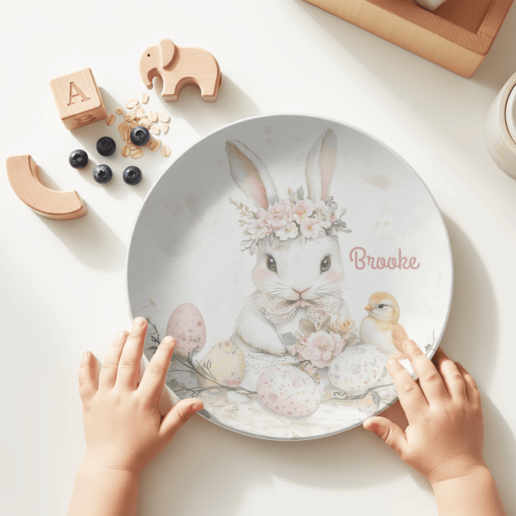 Easter Bunny Floral Crown Plate by Lil Plate Shop