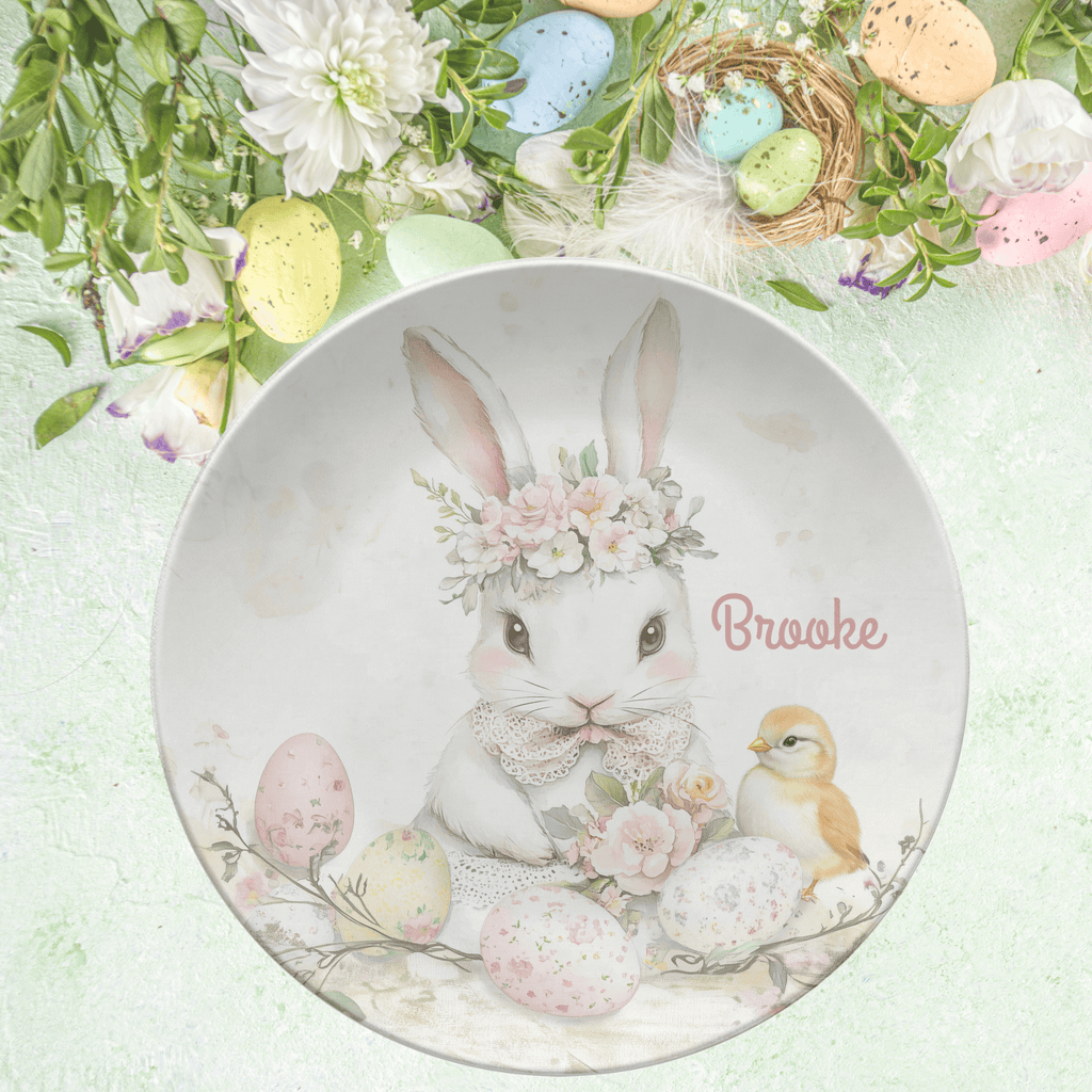 Easter Bunny Floral Crown Plate by Lil Plate Shop