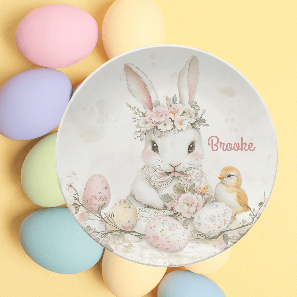 Easter Bunny Floral Crown Plate by Lil Plate Shop