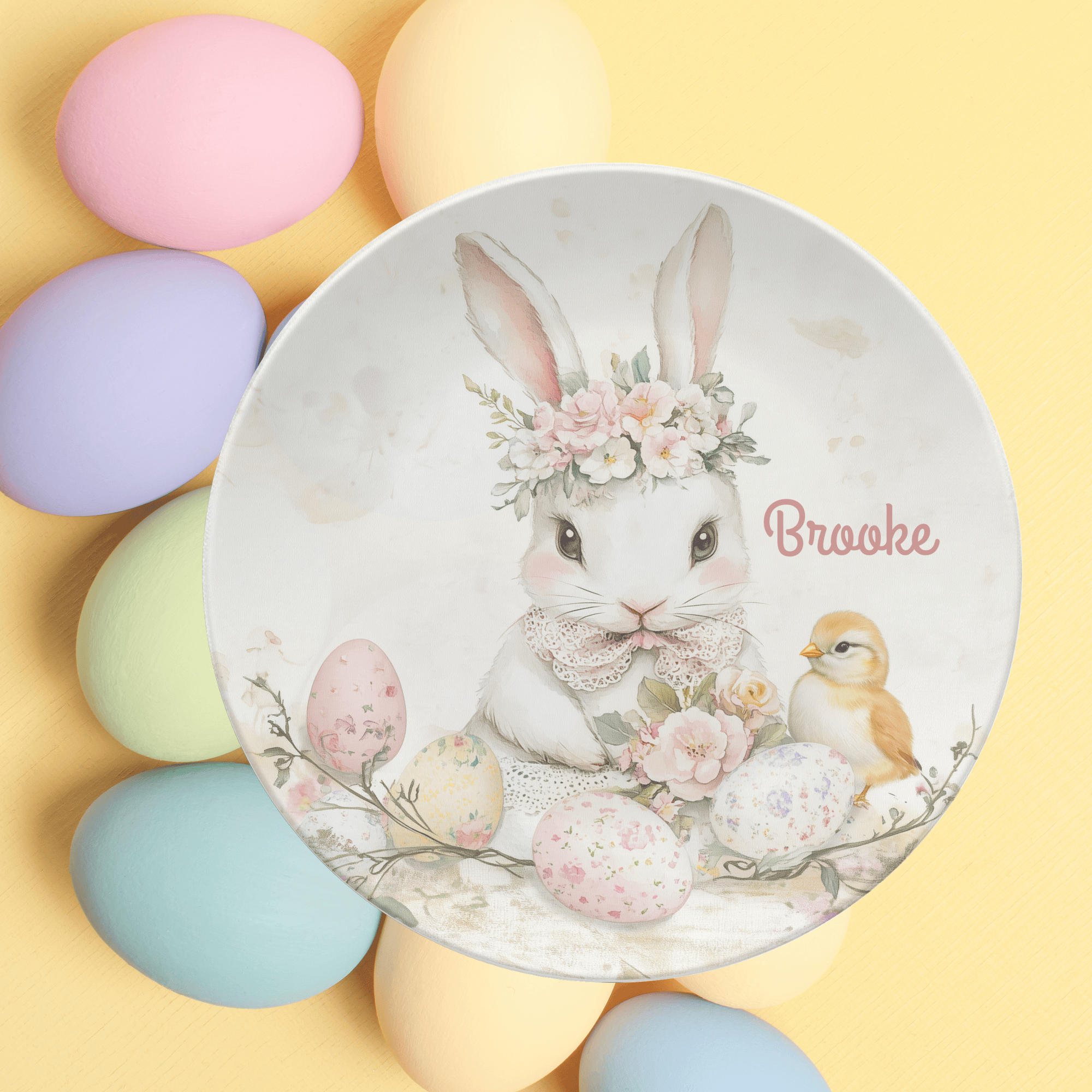 Easter Bunny Floral Crown Plate by Lil Plate Shop