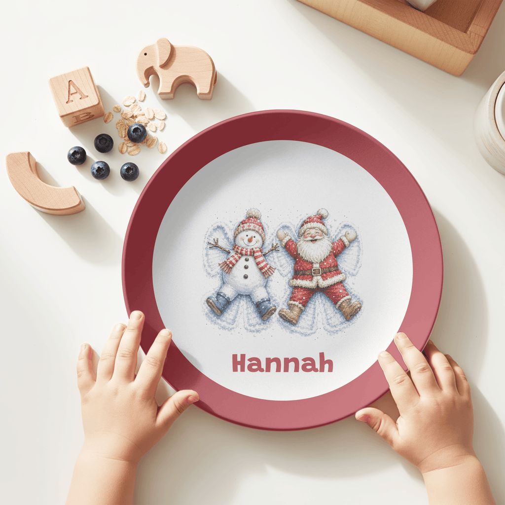 Personalized Santa Snowman Snow Angel Plate by Lil Plate Shop