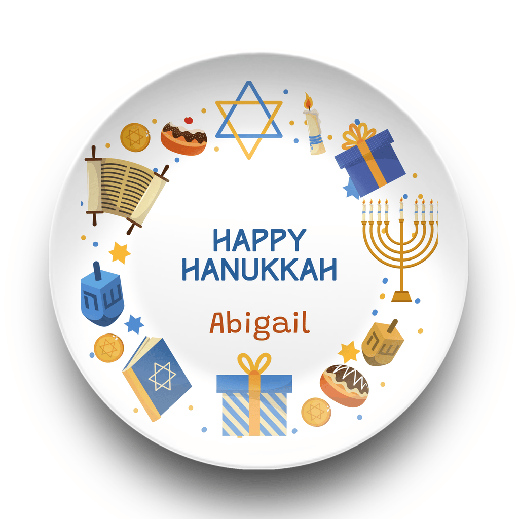 Personalized Happy Hanukkah Graphic Plate Plate by Lil Plate Shop