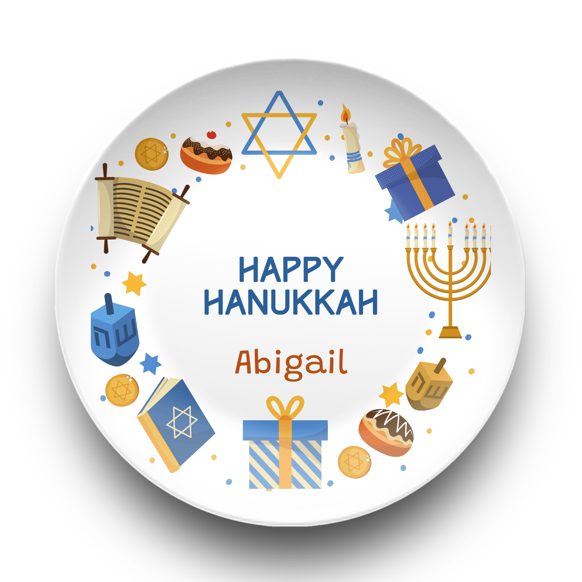 Personalized Happy Hanukkah Graphic Plate Plate by Lil Plate Shop