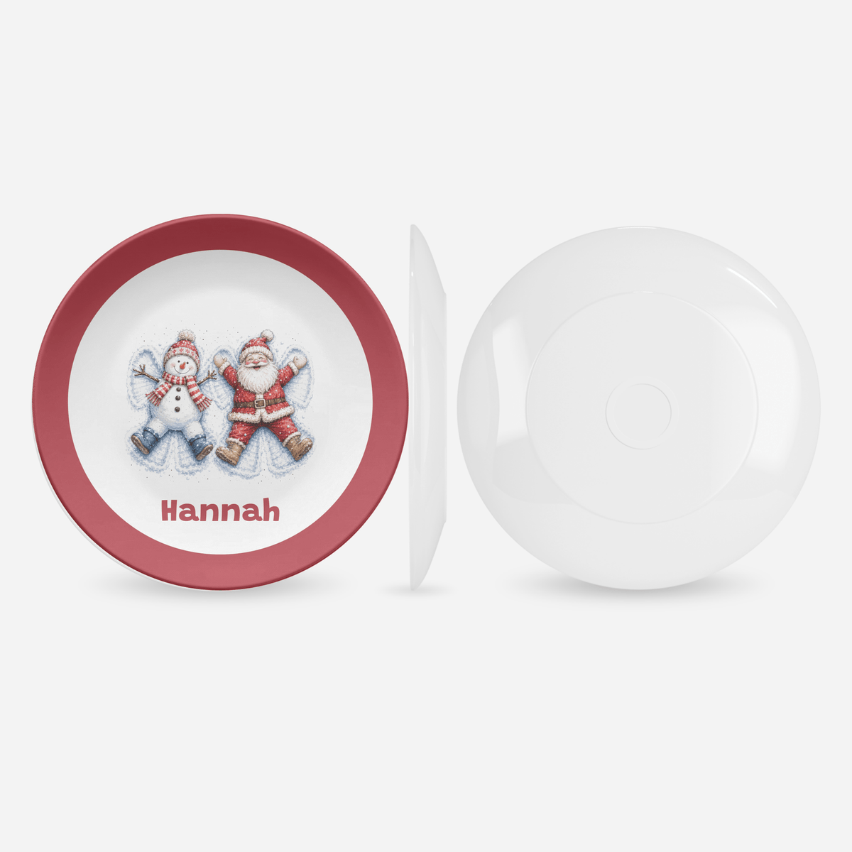 Personalized Santa Snowman Snow Angel Plate by Lil Plate Shop