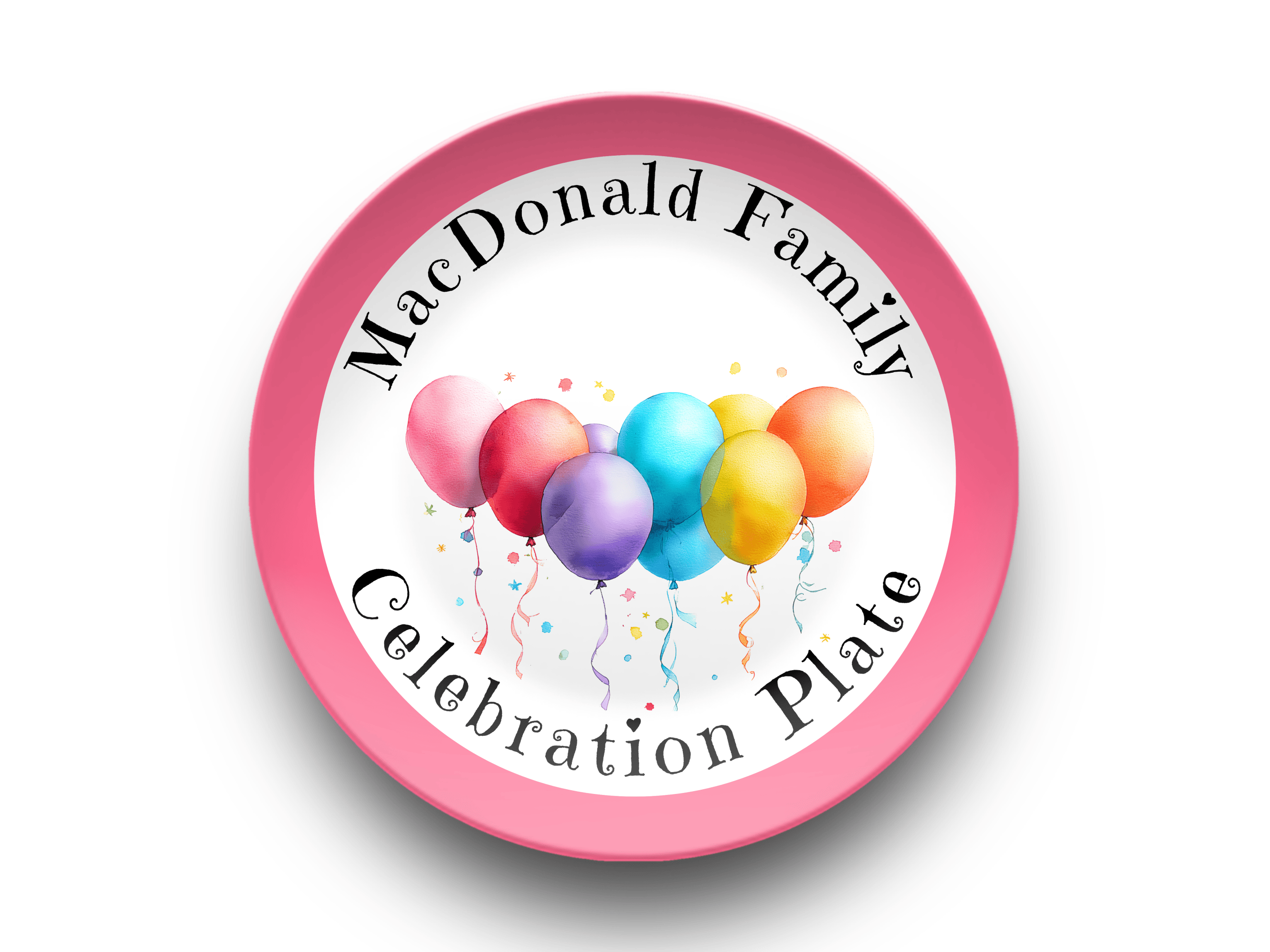 Family Celebration Plate Pink by Lil Plate Shop