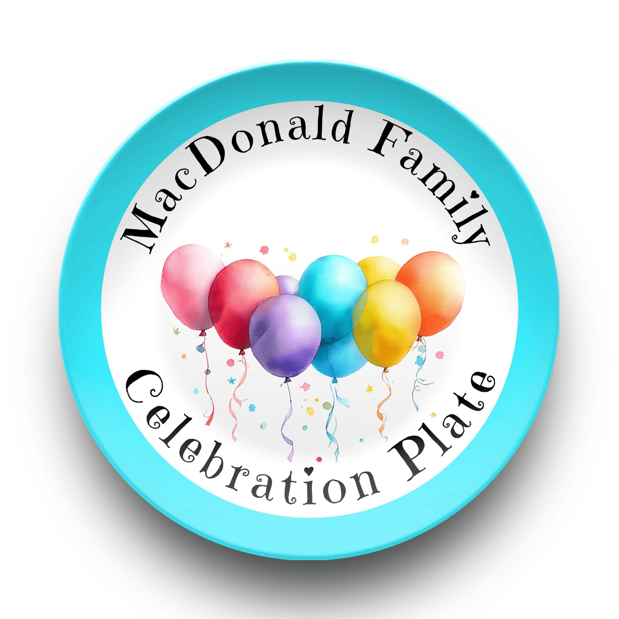Family Celebration Plate Turquoise by Lil Plate Shop