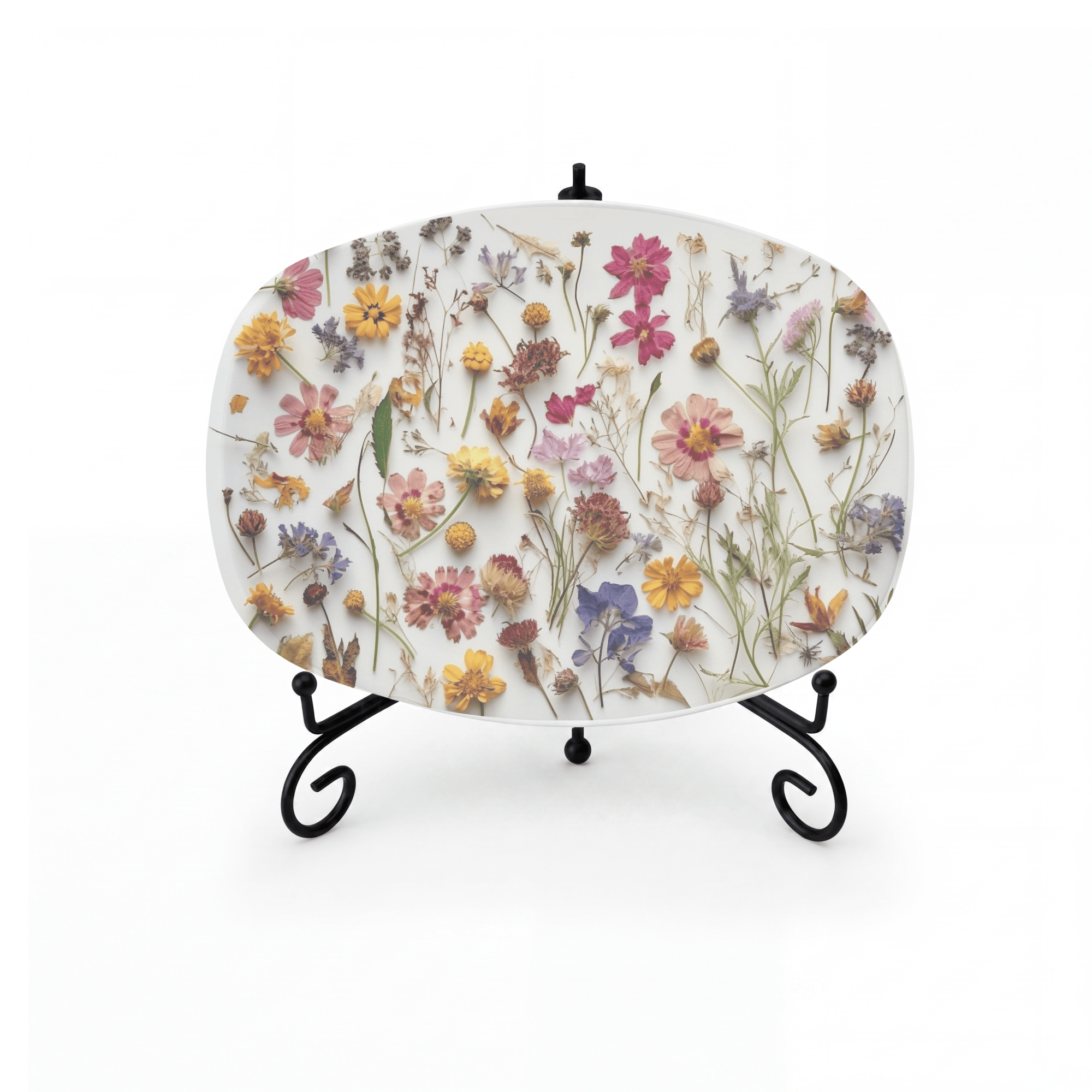 Faux Dried Flower Platter Platter + Stand + Gift Box by Lil Plate Shop