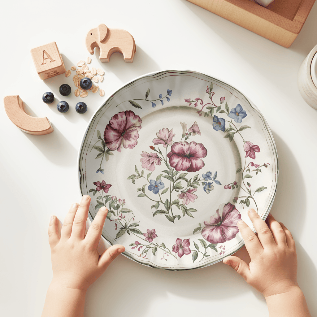 Faux Elegant China Unbreakable Floral Plate by Lil Plate Shop