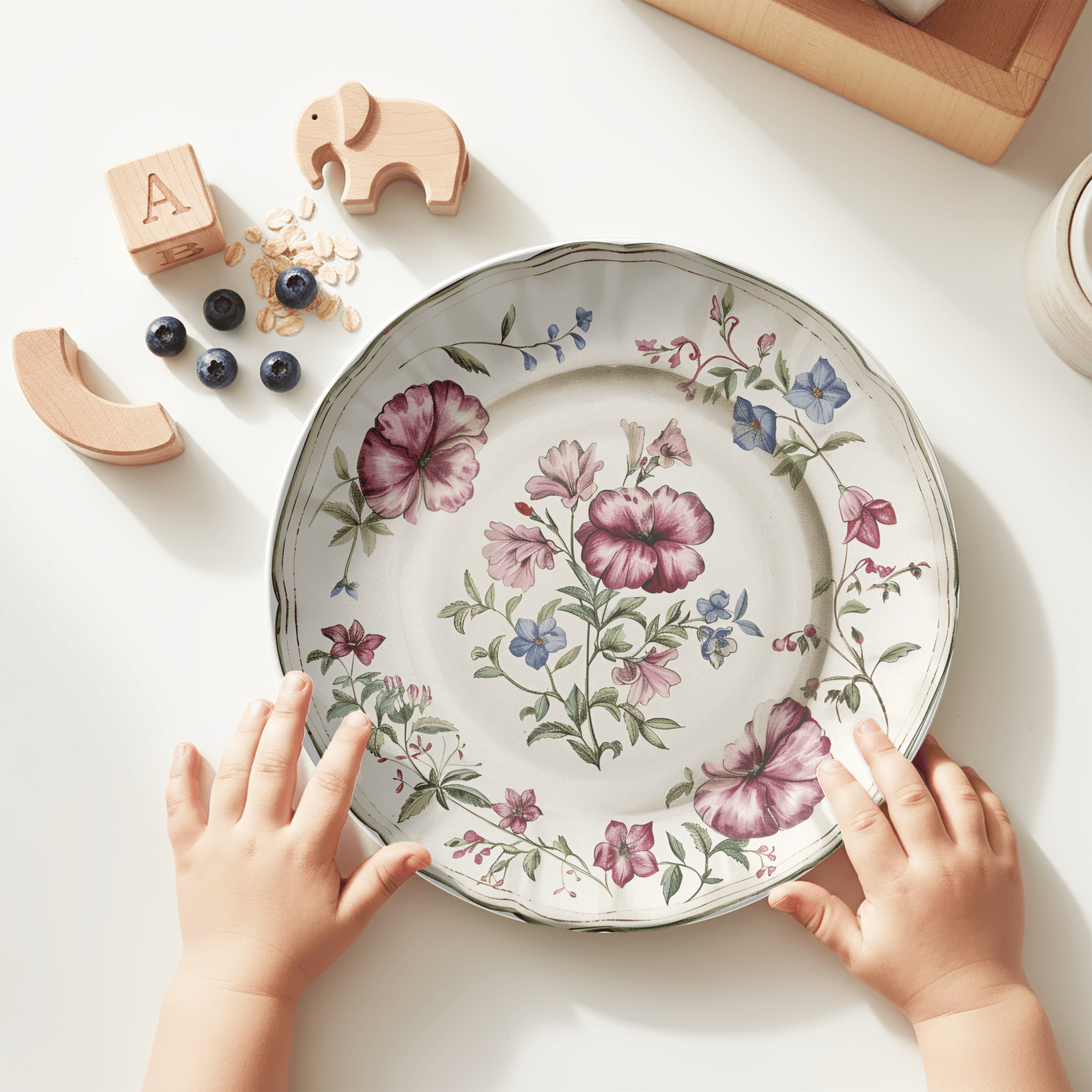 Faux Elegant China Unbreakable Floral Plate by Lil Plate Shop