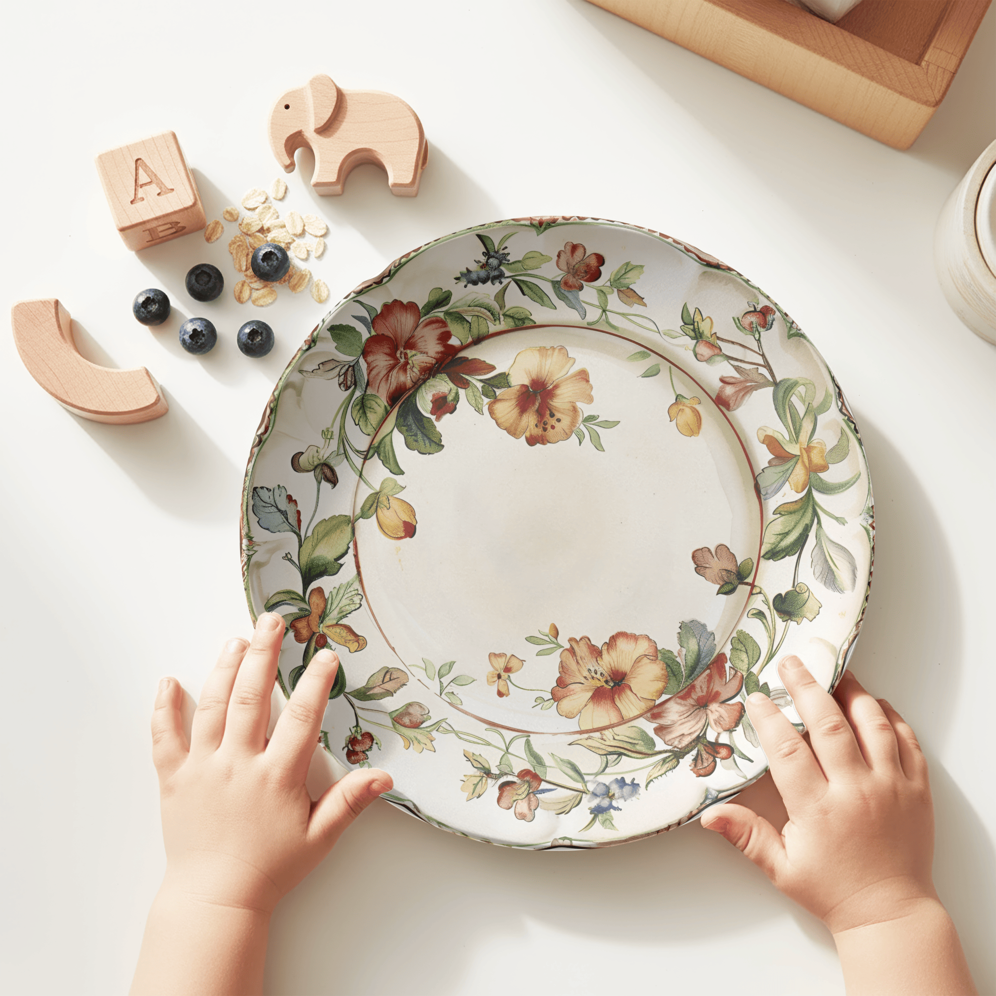 Faux Elegant China Unbreakable Floral Plate by Lil Plate Shop