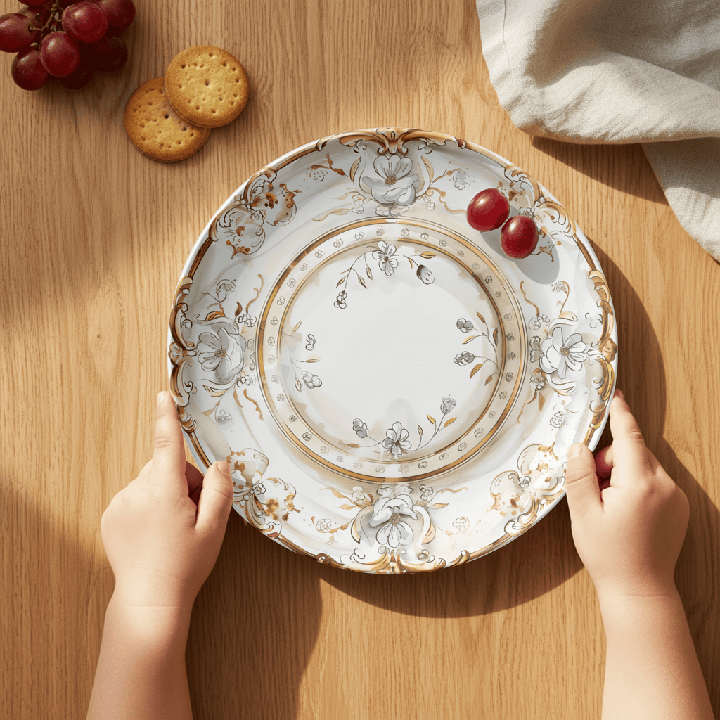Faux Elegant China Unbreakable Floral Plate by Lil Plate Shop