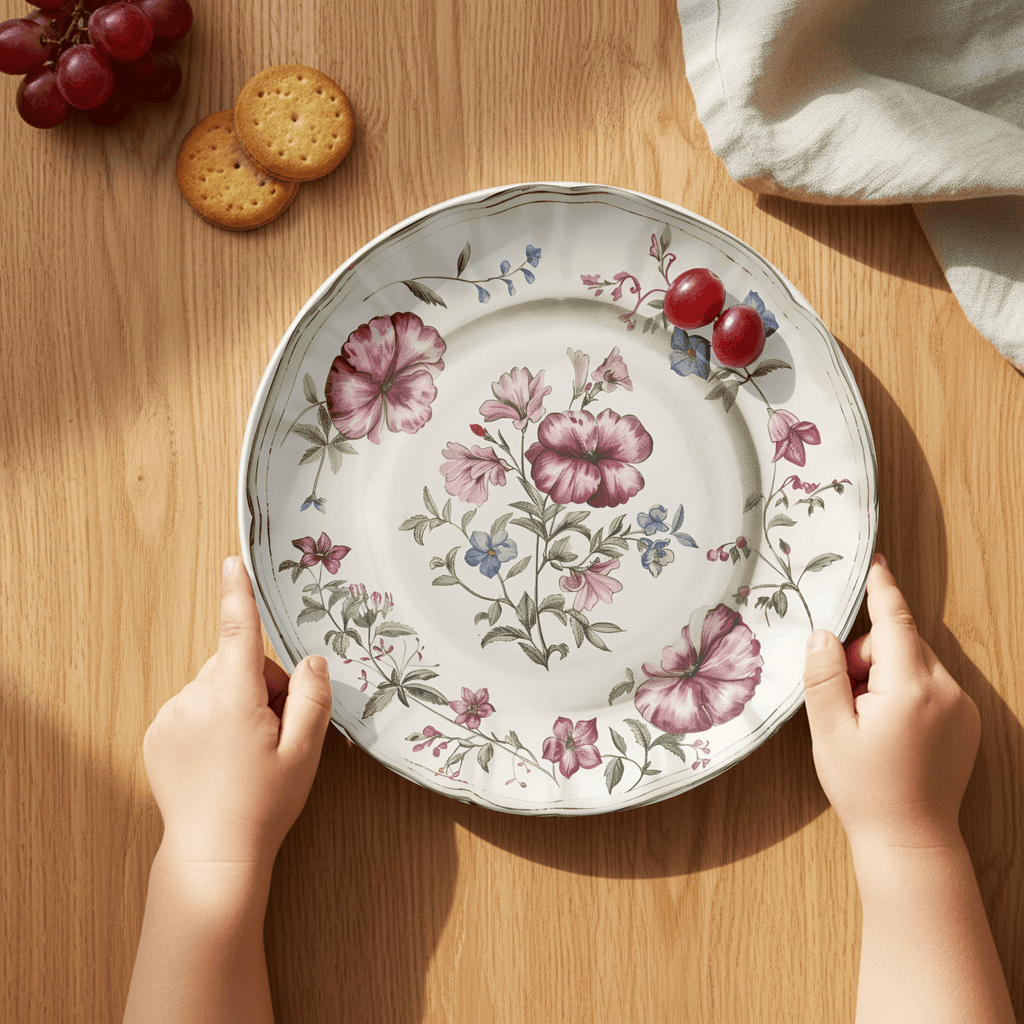 Faux Elegant China Unbreakable Floral Plate by Lil Plate Shop