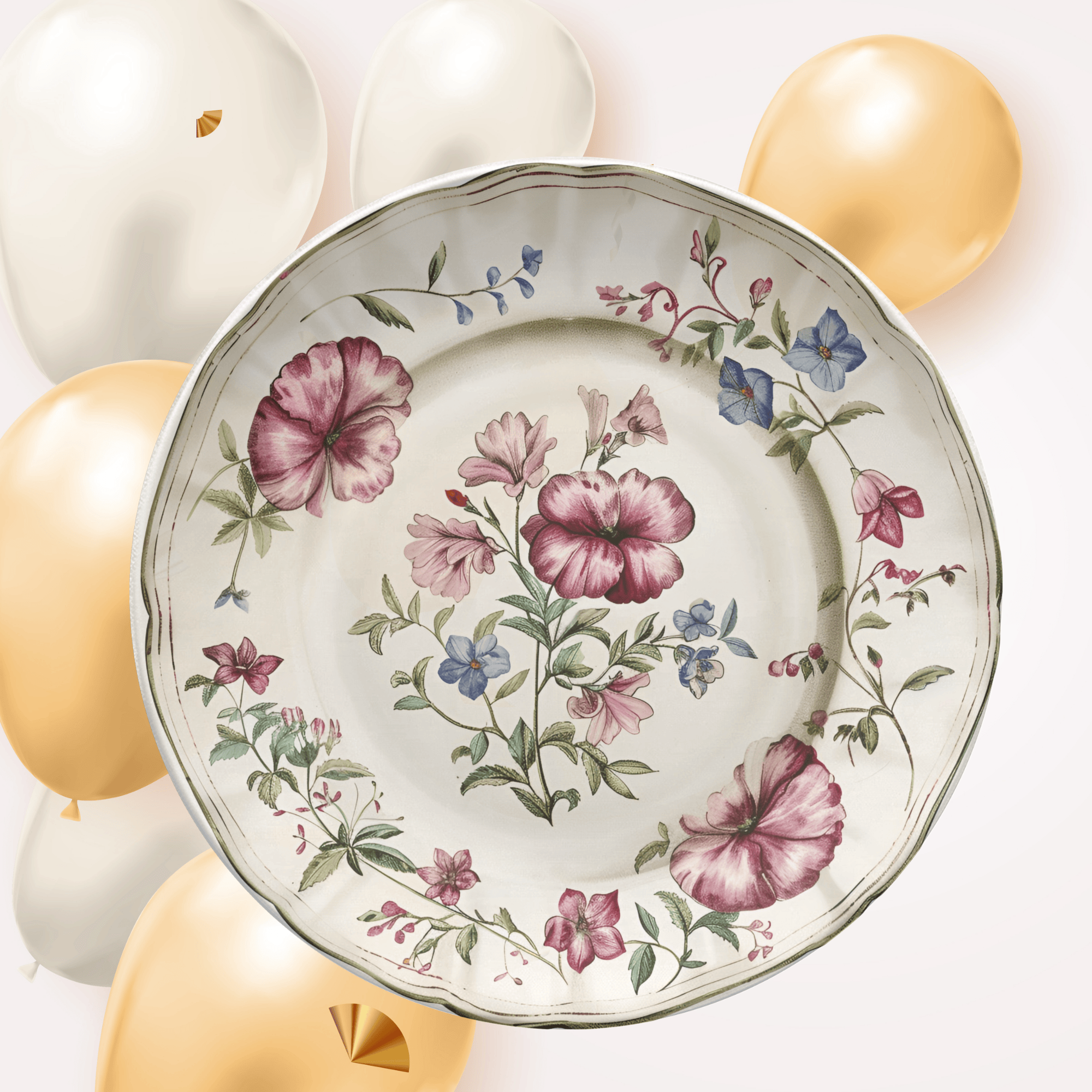Faux Elegant China Unbreakable Floral Plate by Lil Plate Shop