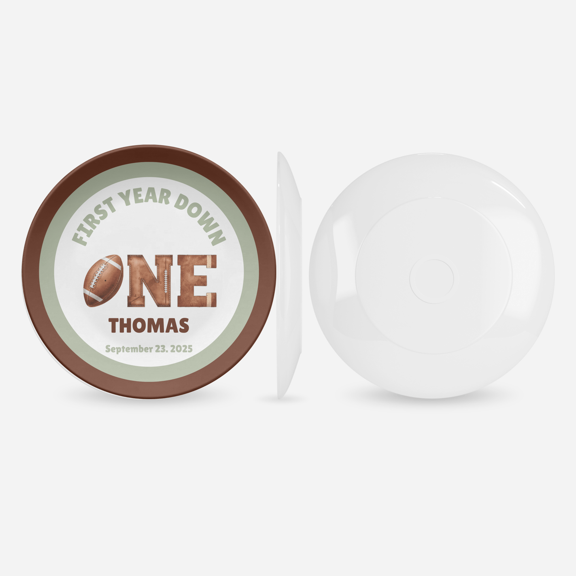 First Year Down Football Birthday Plate by Lil Plate Shop