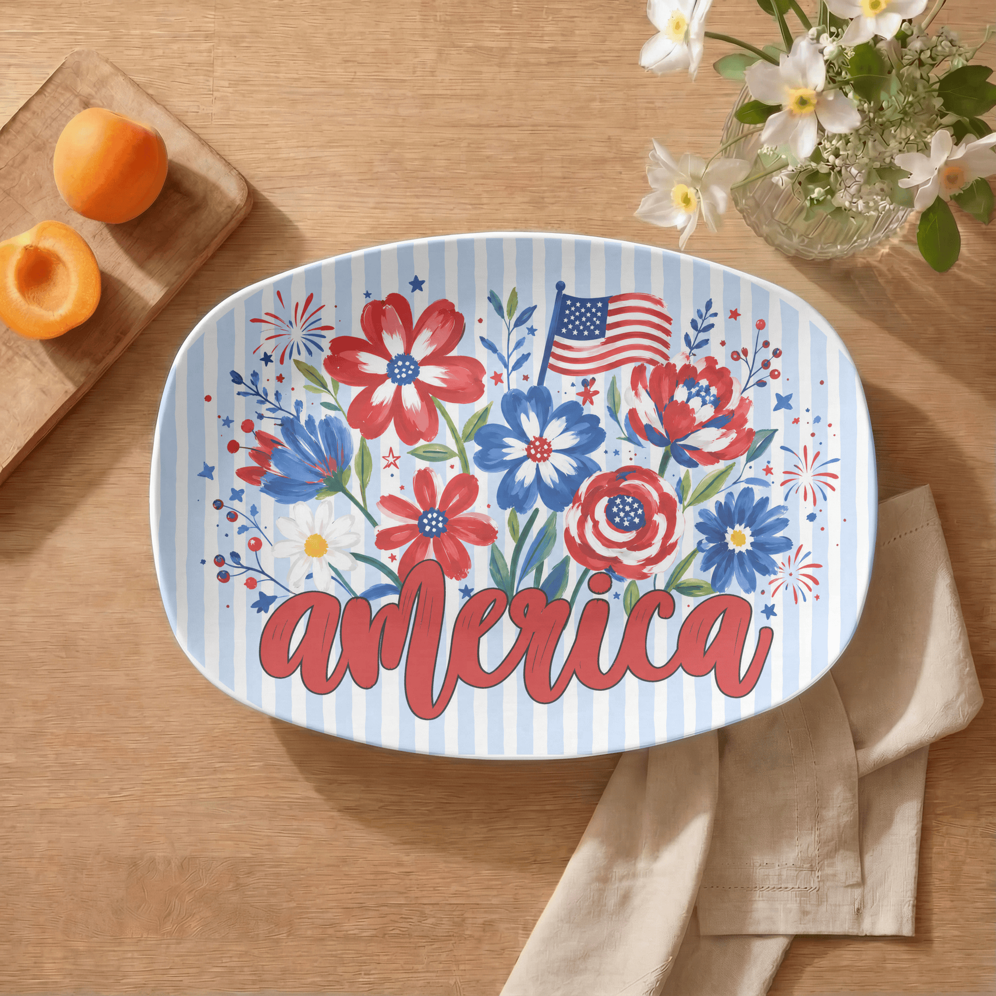Floral America Patriotic Platter by Lil Plate Shop