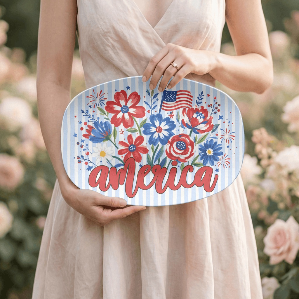 Floral America Patriotic Platter by Lil Plate Shop