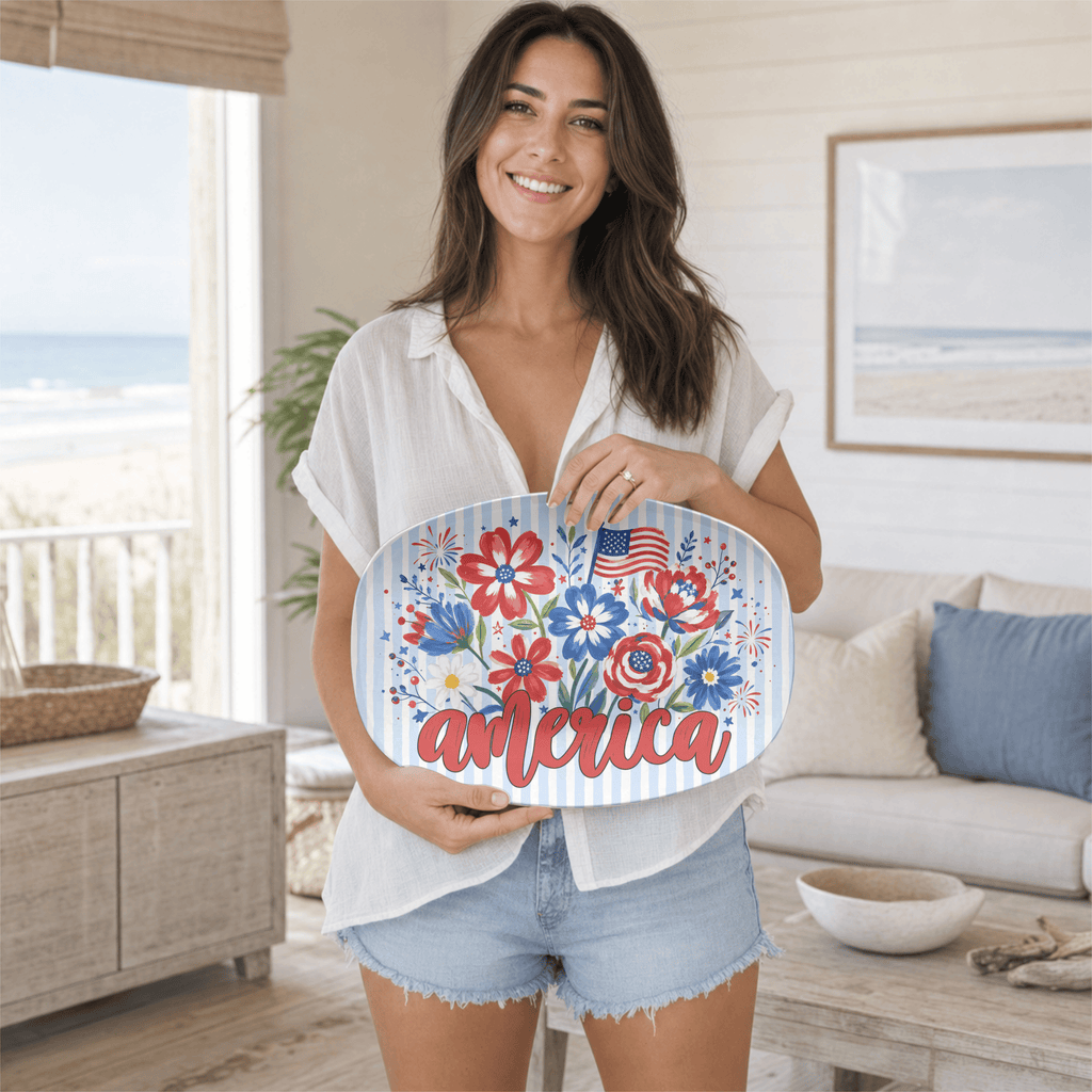 Floral America Patriotic Platter by Lil Plate Shop