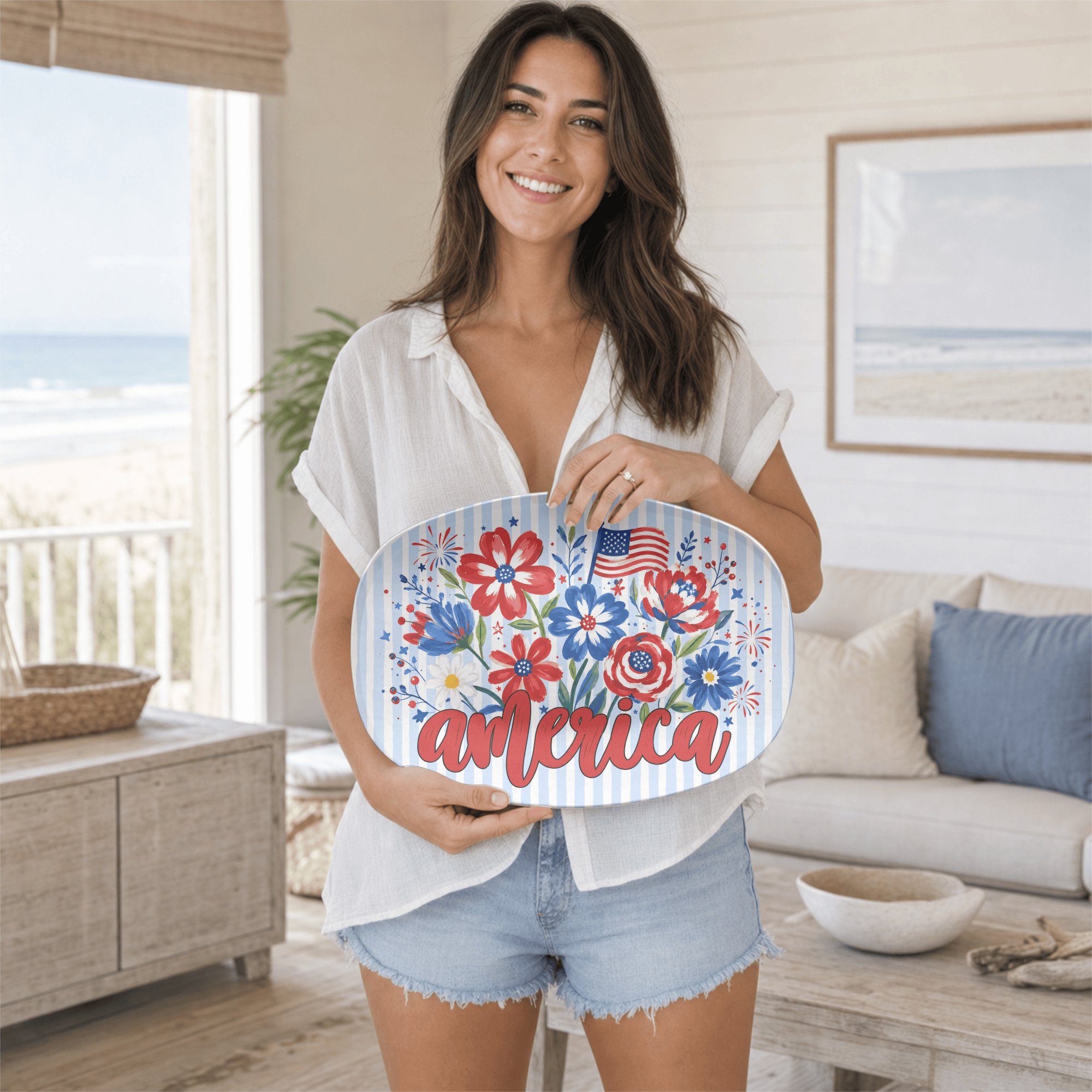 Floral America Patriotic Platter by Lil Plate Shop