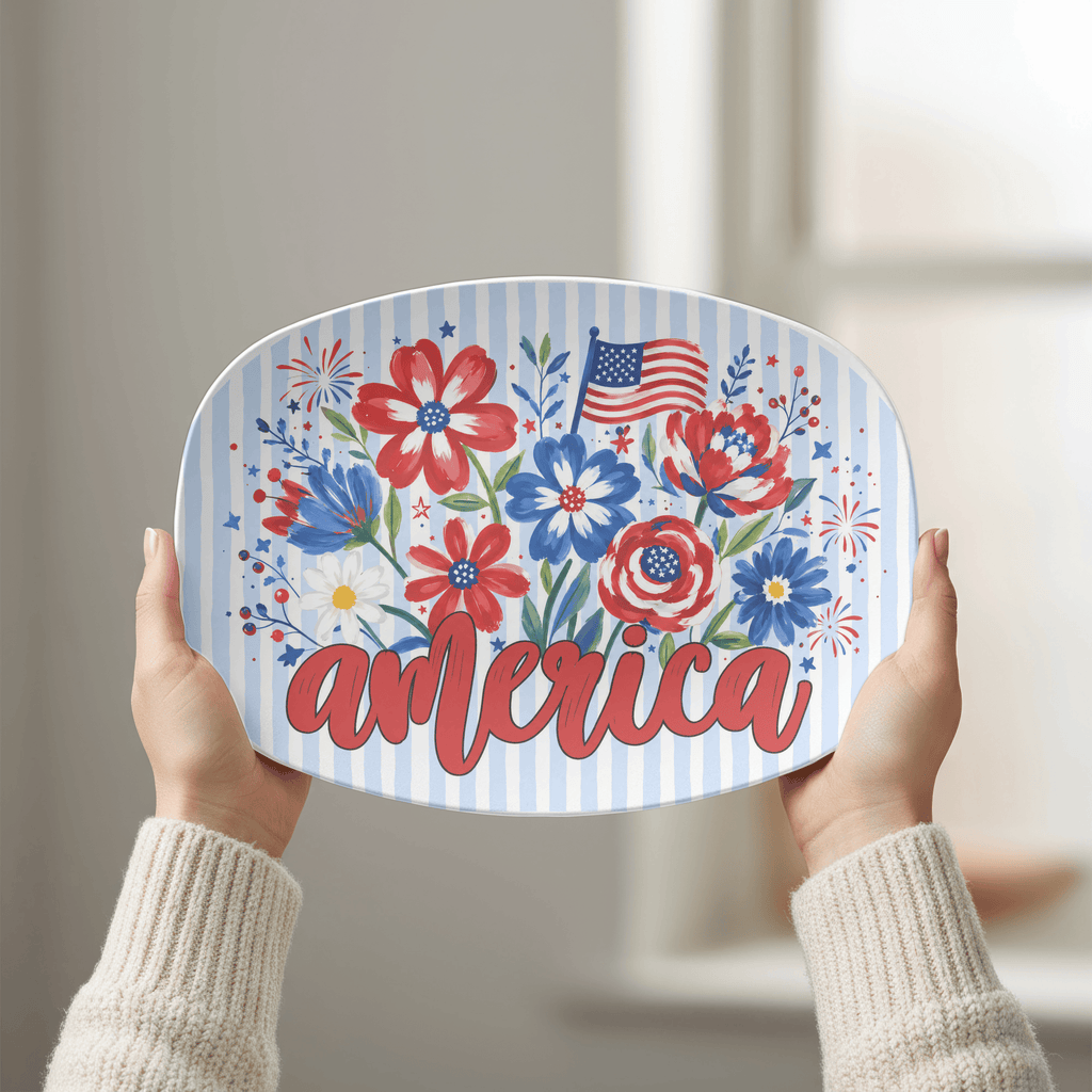 Floral America Patriotic Platter by Lil Plate Shop