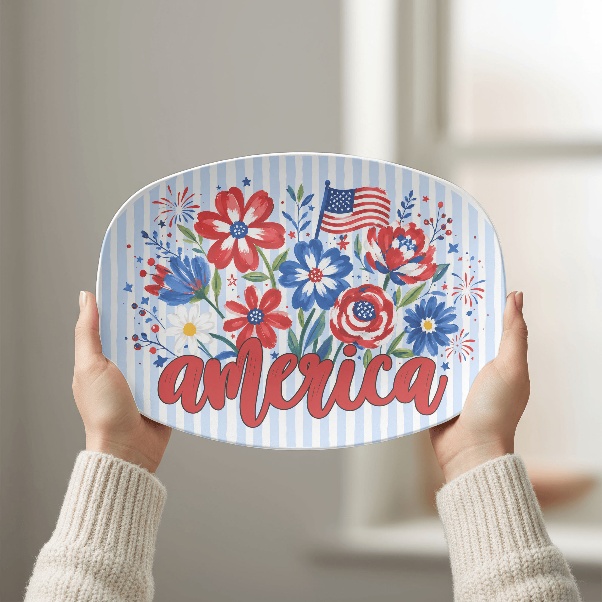 Floral America Patriotic Platter by Lil Plate Shop