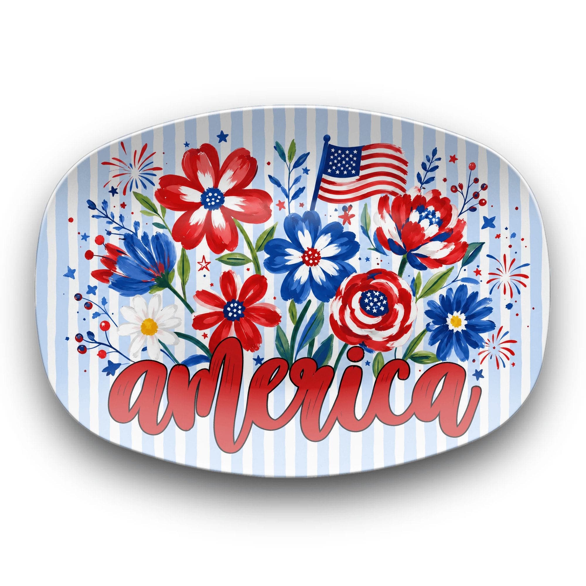 Floral America Patriotic Platter by Lil Plate Shop