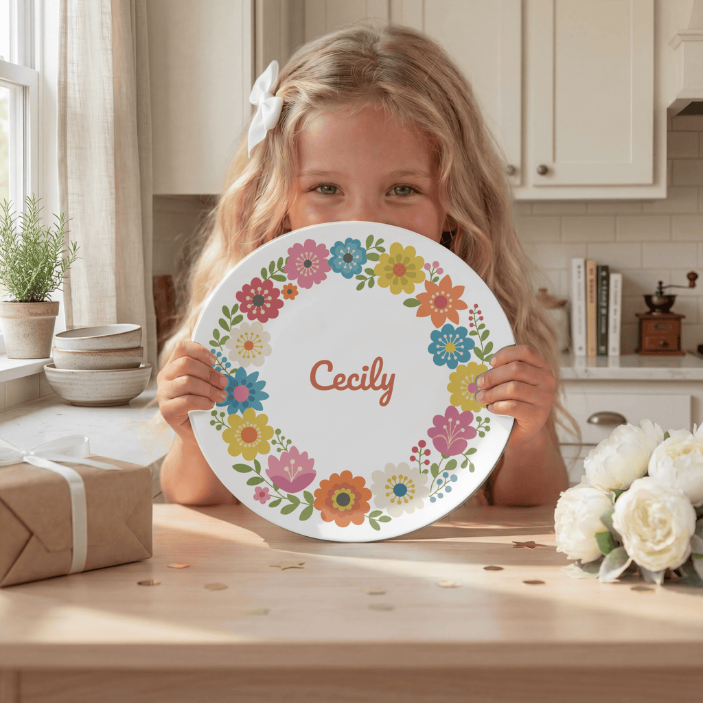 Floral Border Name Plate by Lil Plate Shop