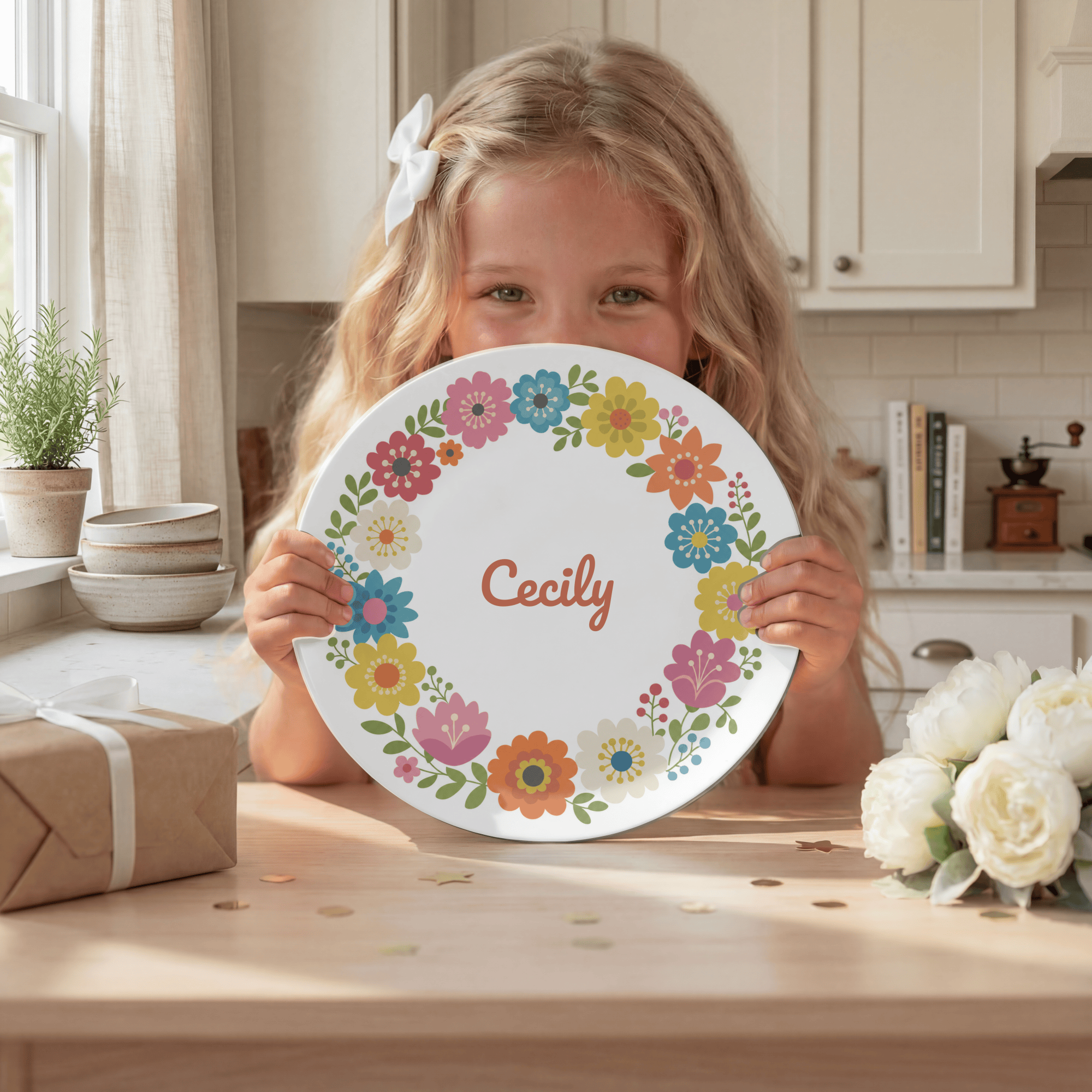 Floral Border Name Plate by Lil Plate Shop