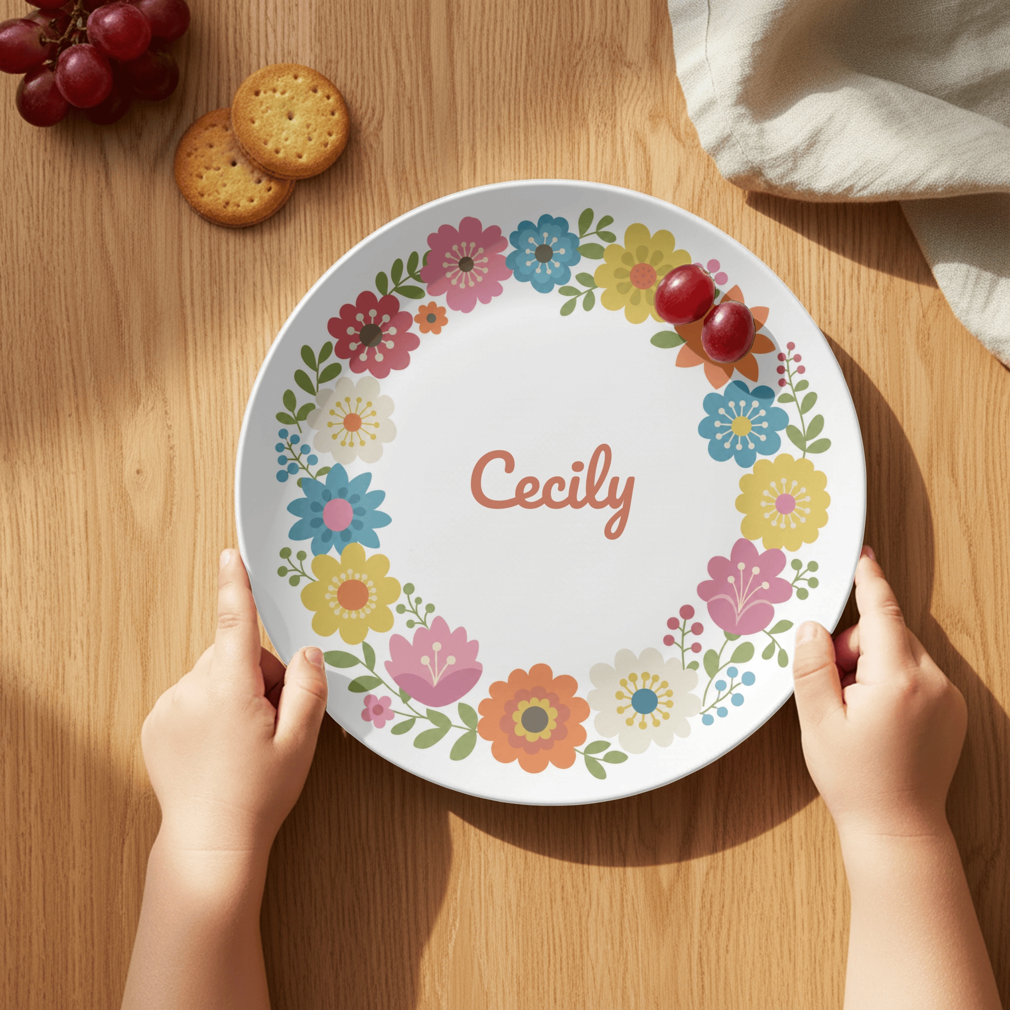Floral Border Name Plate by Lil Plate Shop