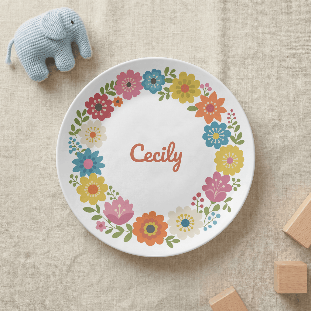 Floral Border Name Plate by Lil Plate Shop