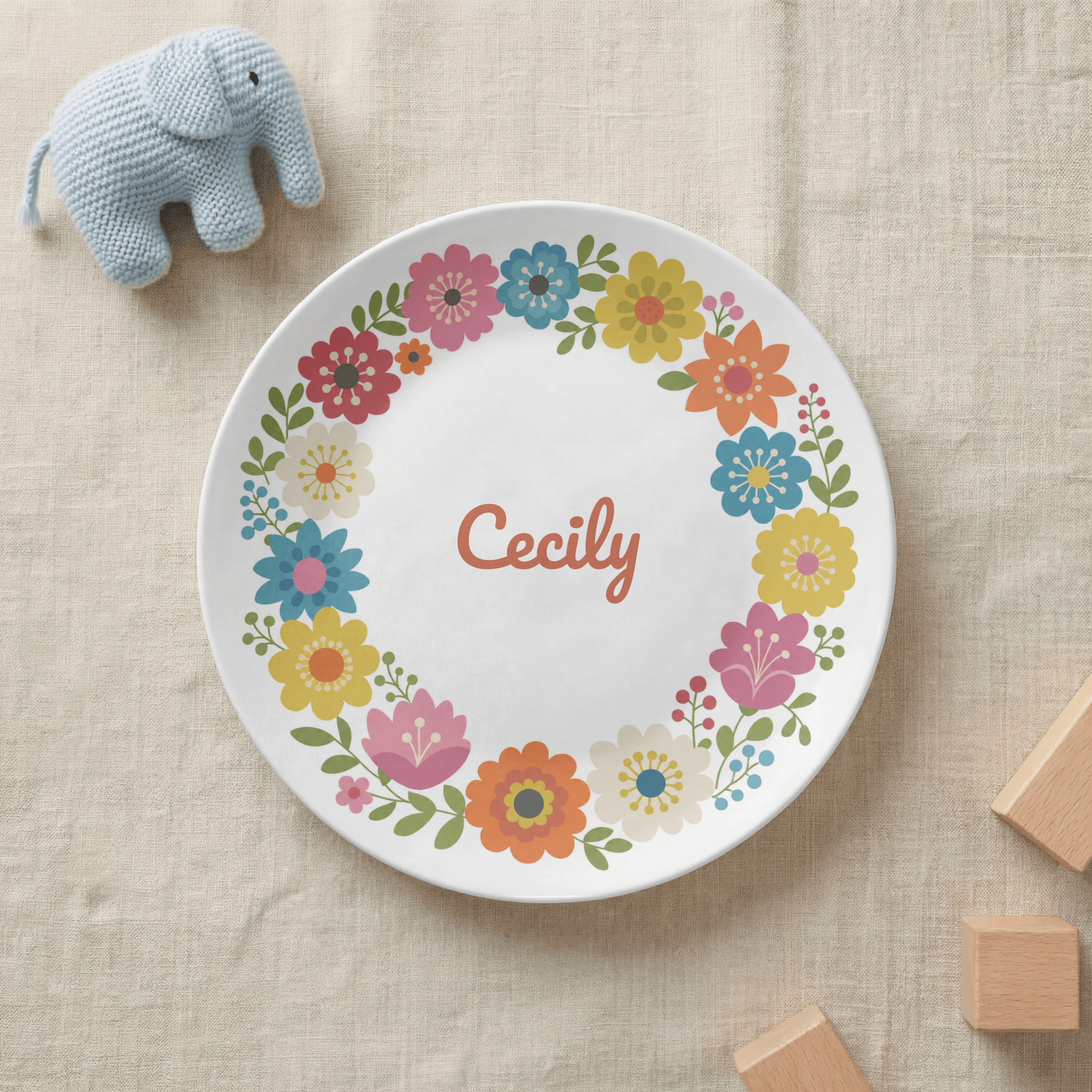 Floral Border Name Plate by Lil Plate Shop