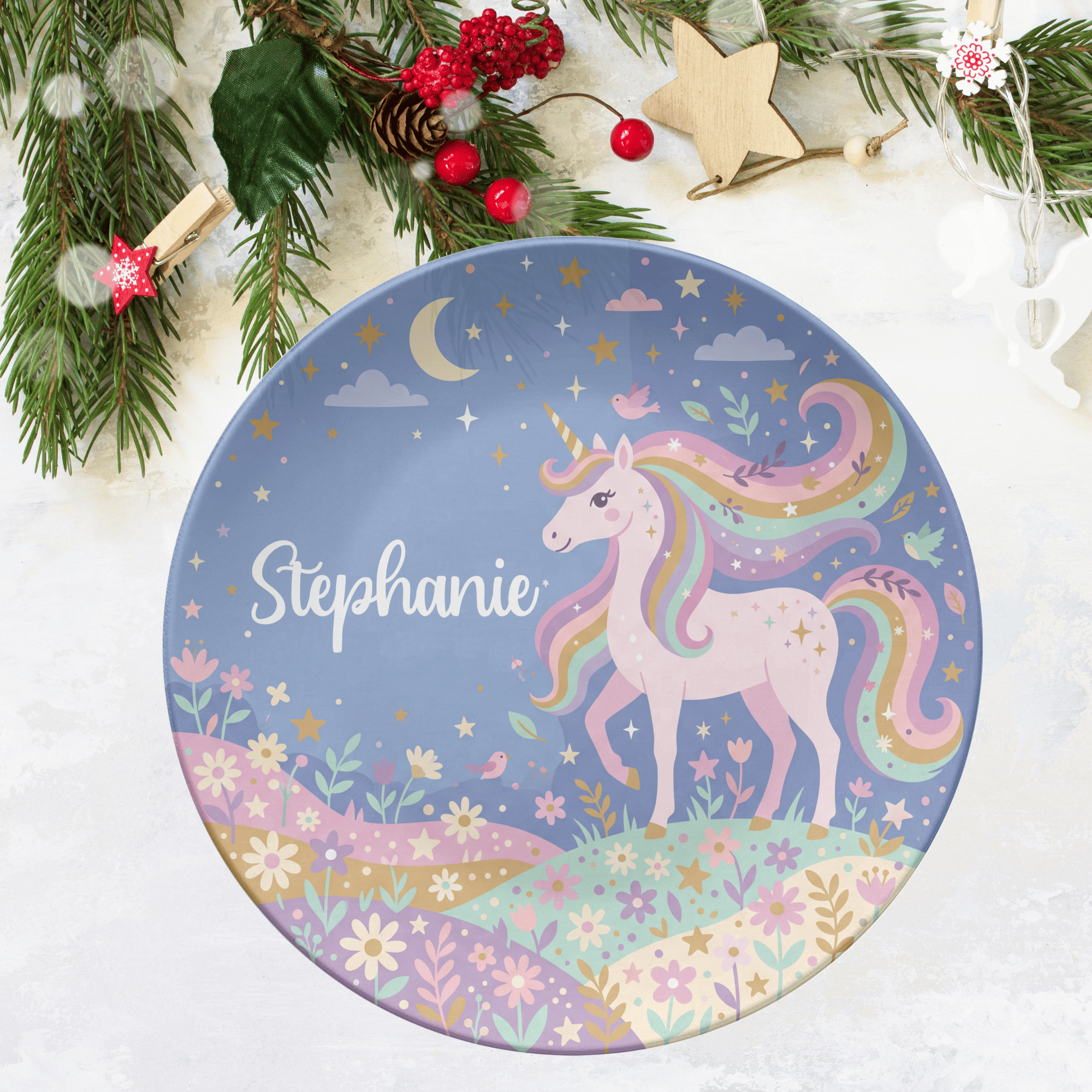 Floral Unicorn Plate by Lil Plate Shop