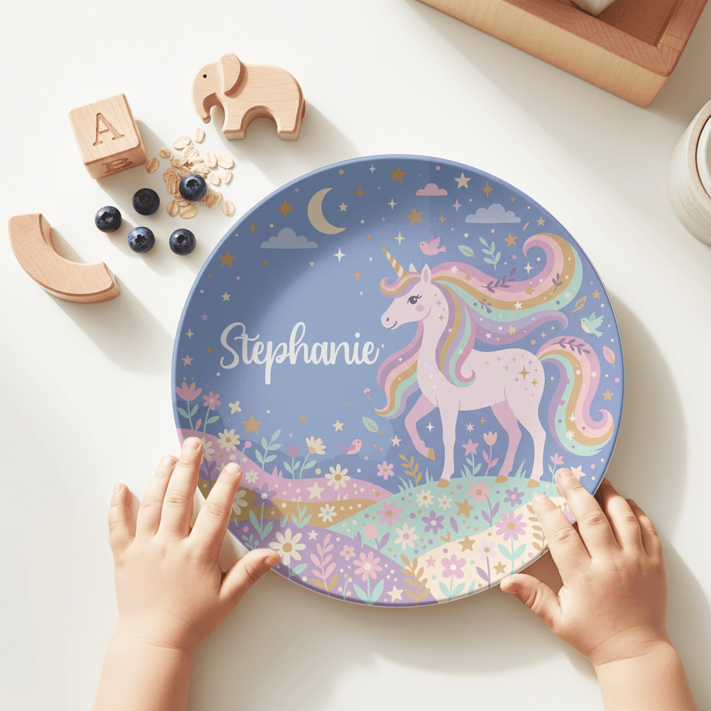 Floral Unicorn Plate by Lil Plate Shop