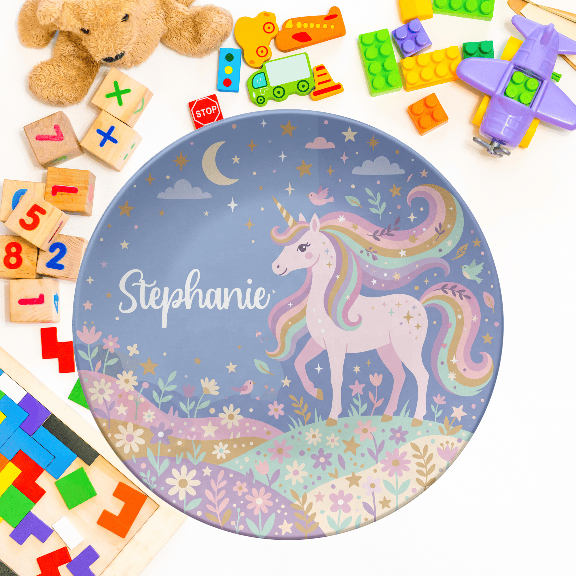 Floral Unicorn Plate by Lil Plate Shop