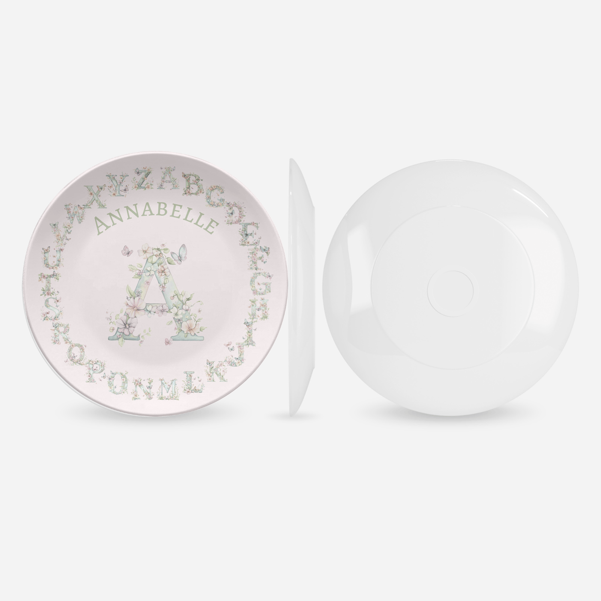 Floral Watercolor Alphabet Plate by Lil Plate Shop