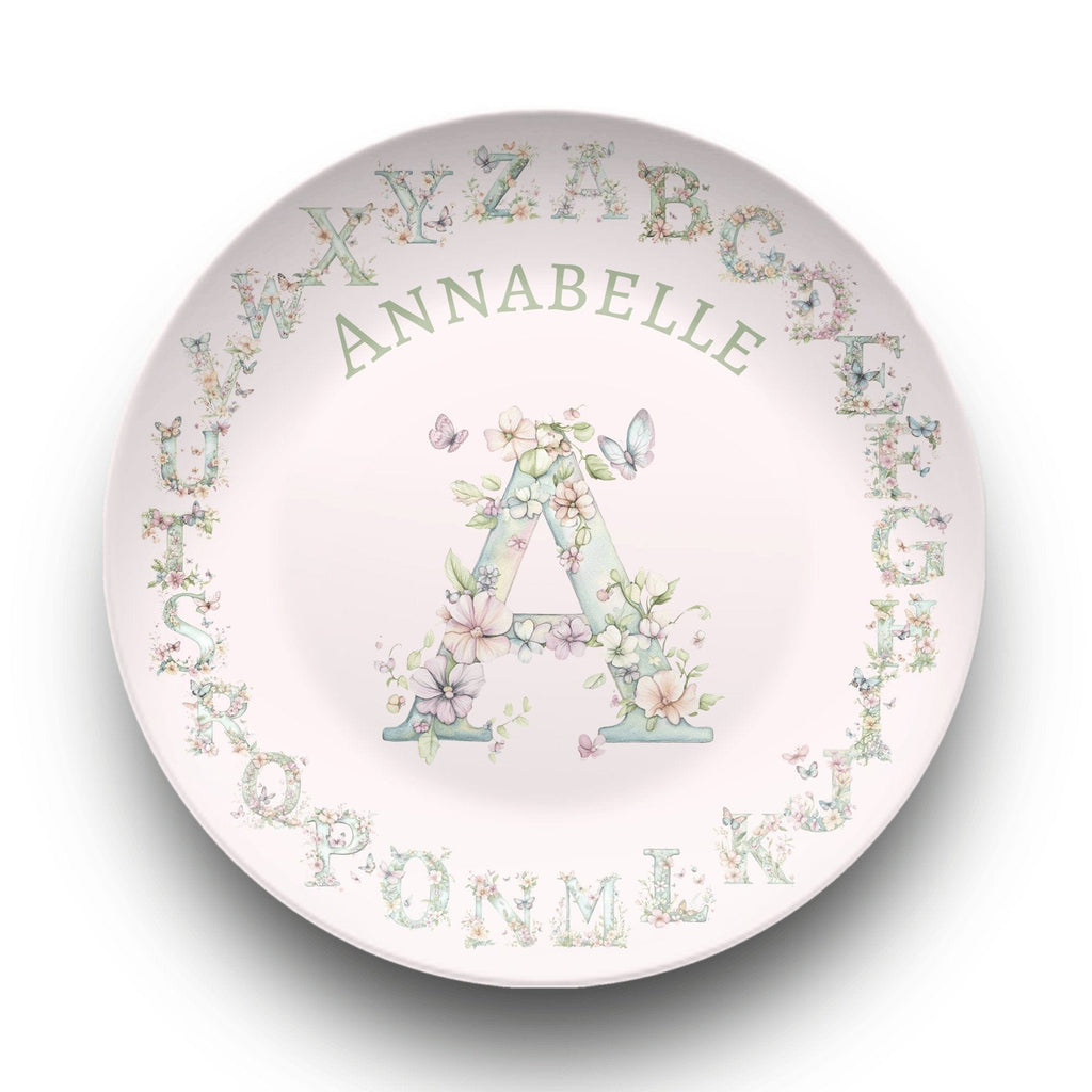 Floral Watercolor Alphabet Plate Plate by Lil Plate Shop