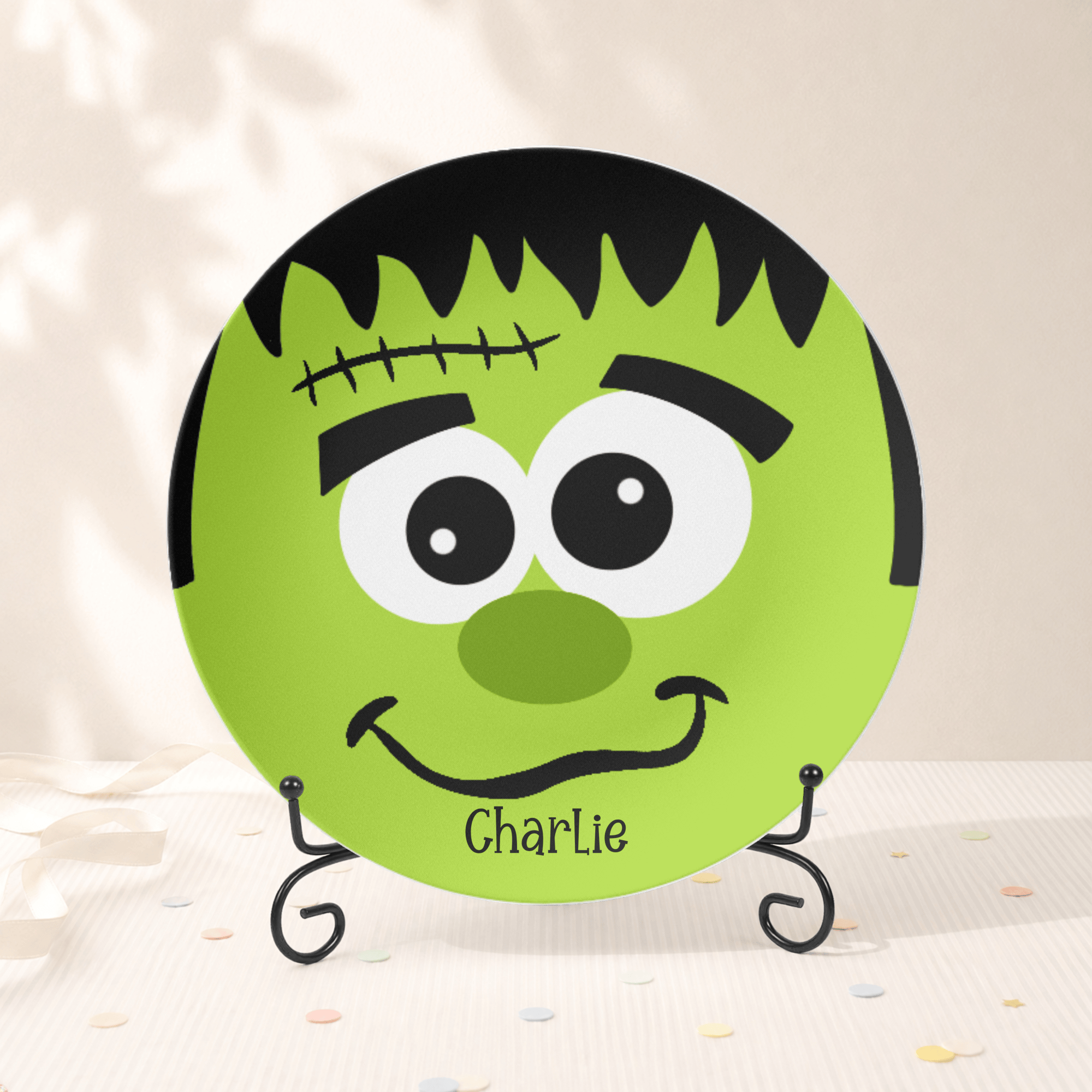 Frankenstein Face Plate Plate With Stand by Lil Plate Shop