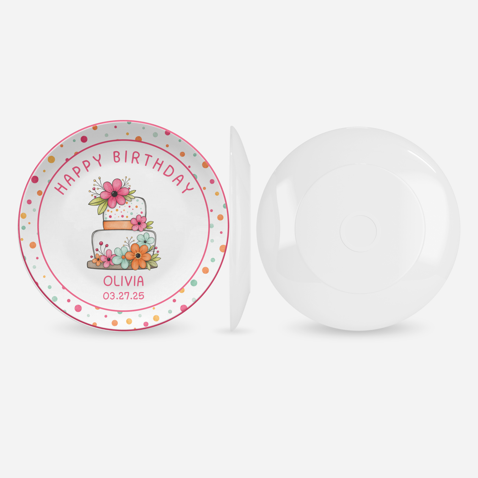 Fun Floral Cake Birthday Plate by Lil Plate Shop