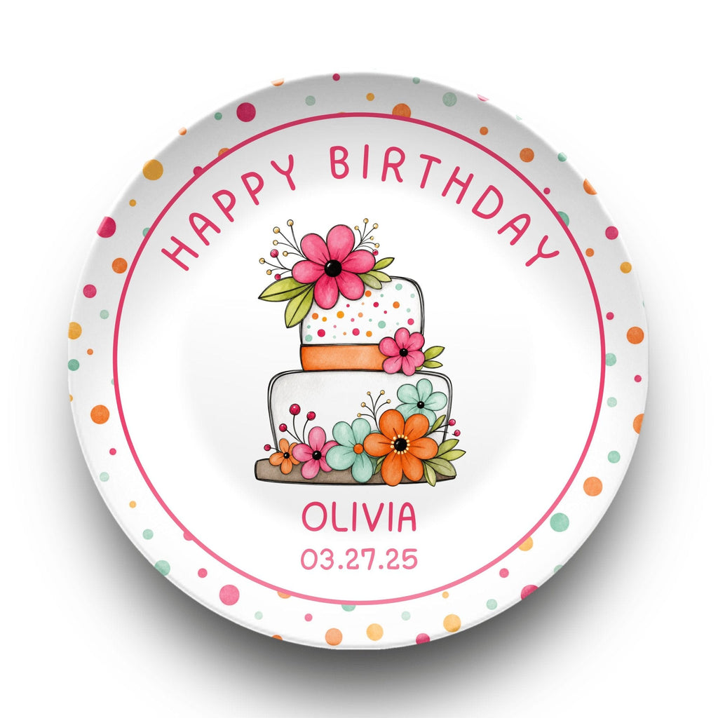 Fun Floral Cake Birthday Plate by Lil Plate Shop