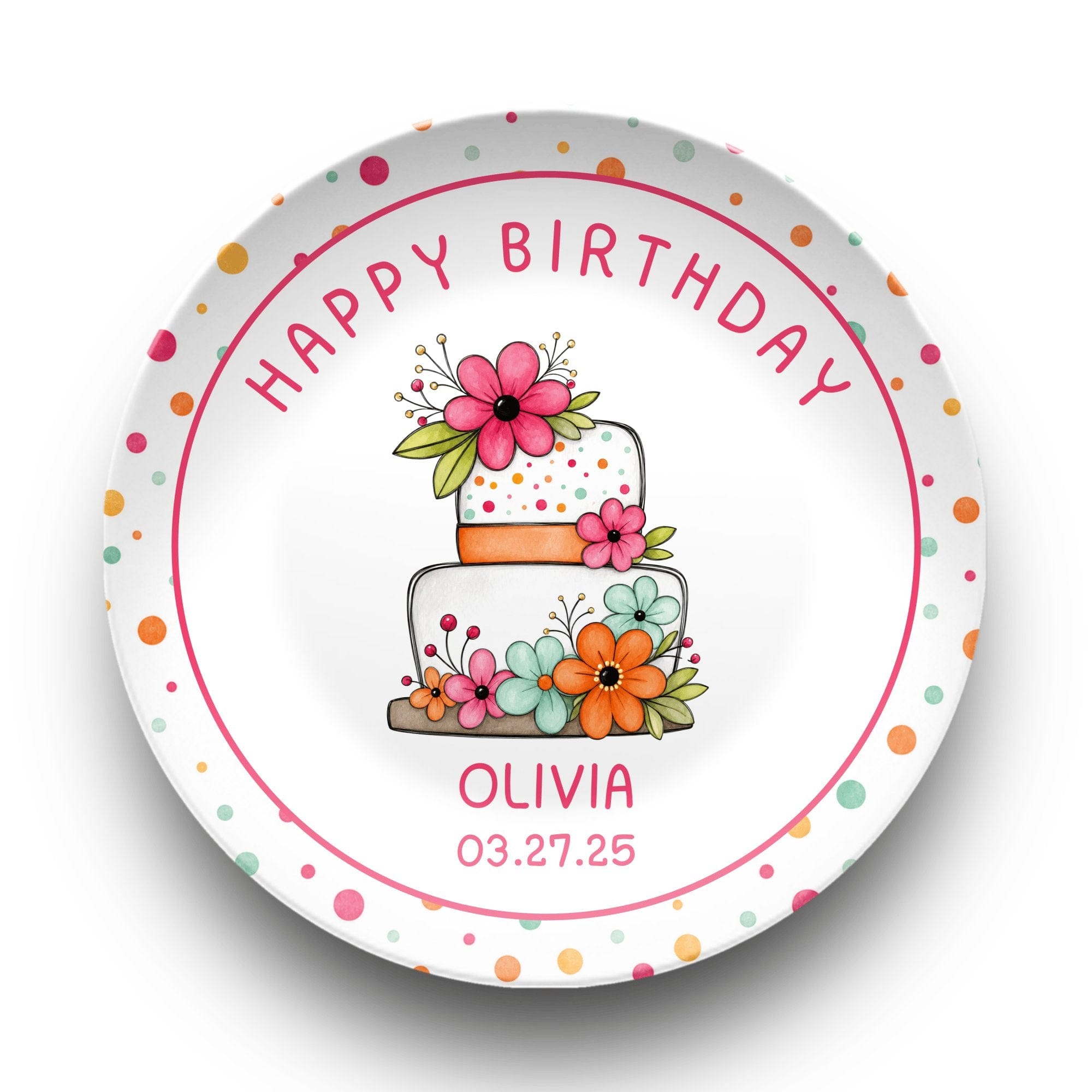 Fun Floral Cake Birthday Plate by Lil Plate Shop