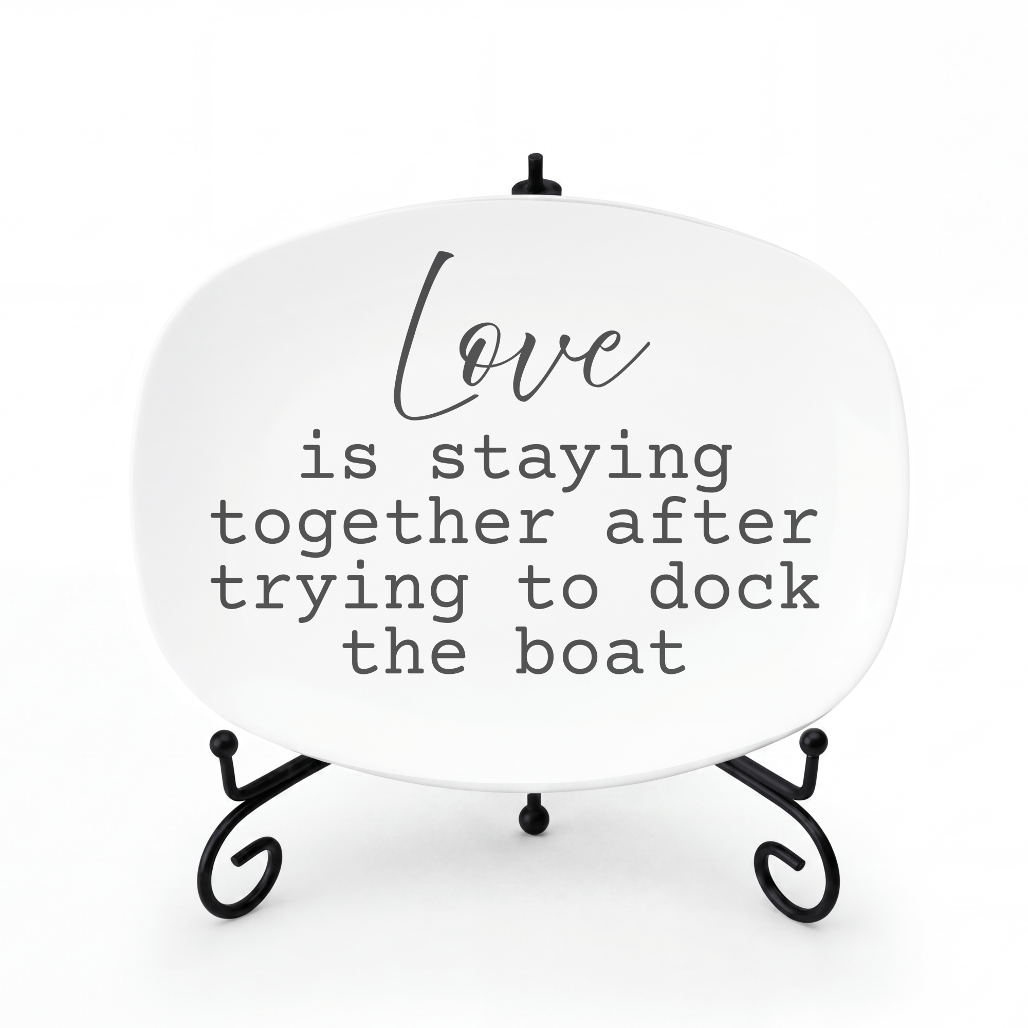 Funny Docking Boat Platter Platter + Stand + Gift Box by Lil Plate Shop
