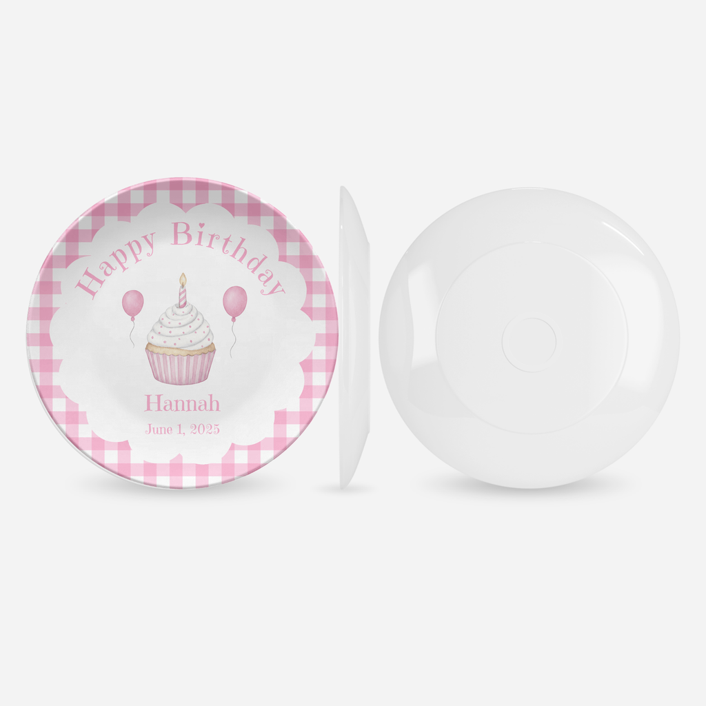 Gingham Birthday Cupcake Plate by Lil Plate Shop
