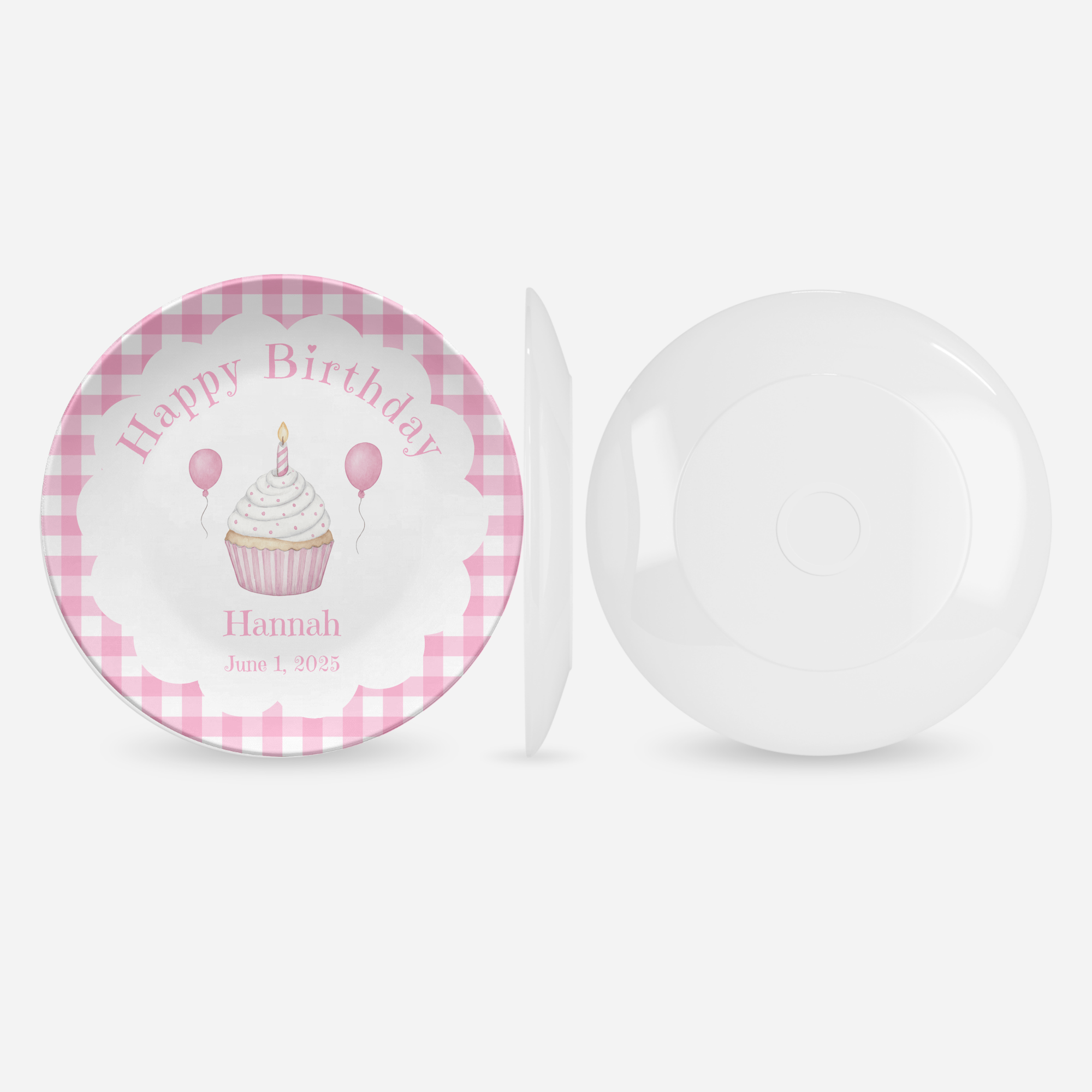 Gingham Birthday Cupcake Plate by Lil Plate Shop