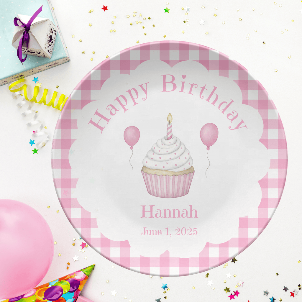 Gingham Birthday Cupcake Plate by Lil Plate Shop