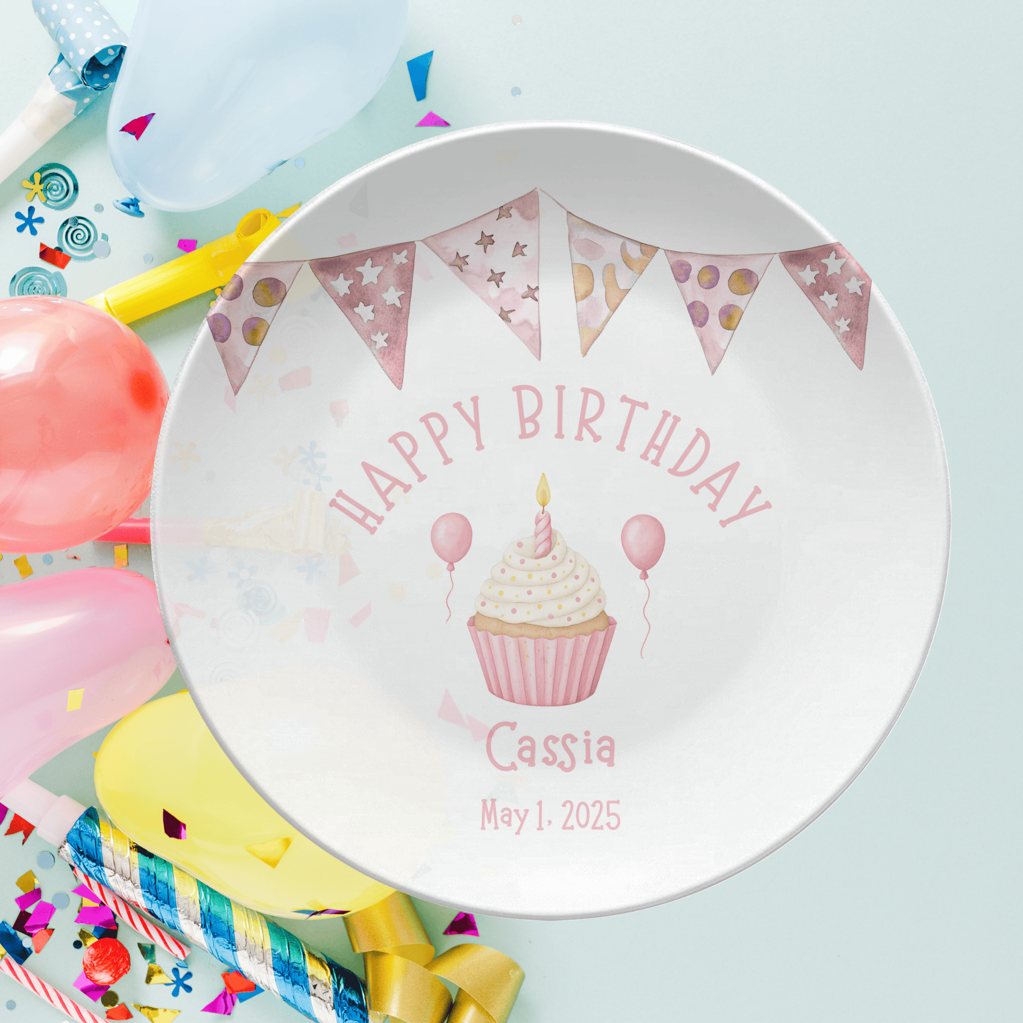 Girl Banner Birthday Plate by Lil Plate Shop