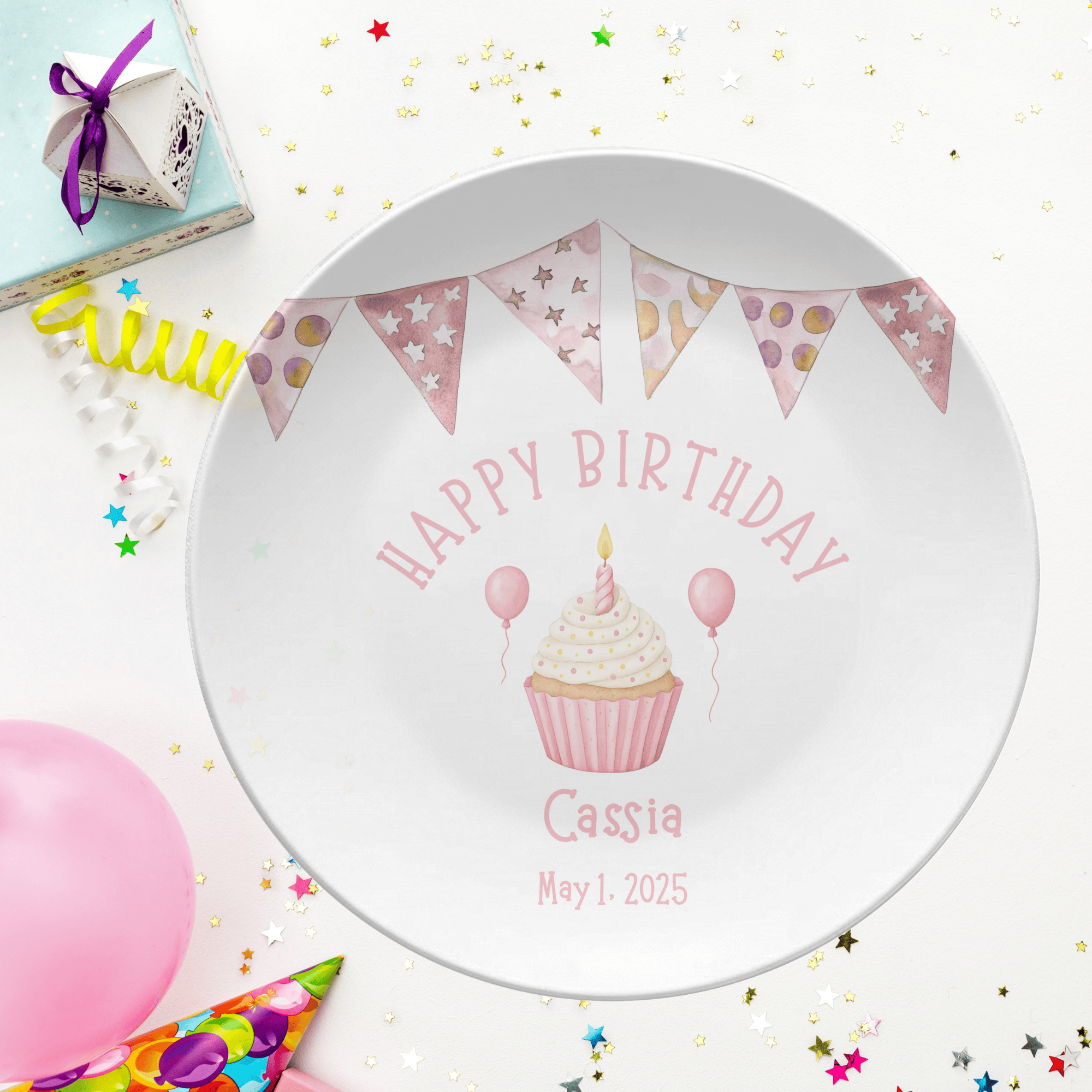 Girl Banner Birthday Plate by Lil Plate Shop