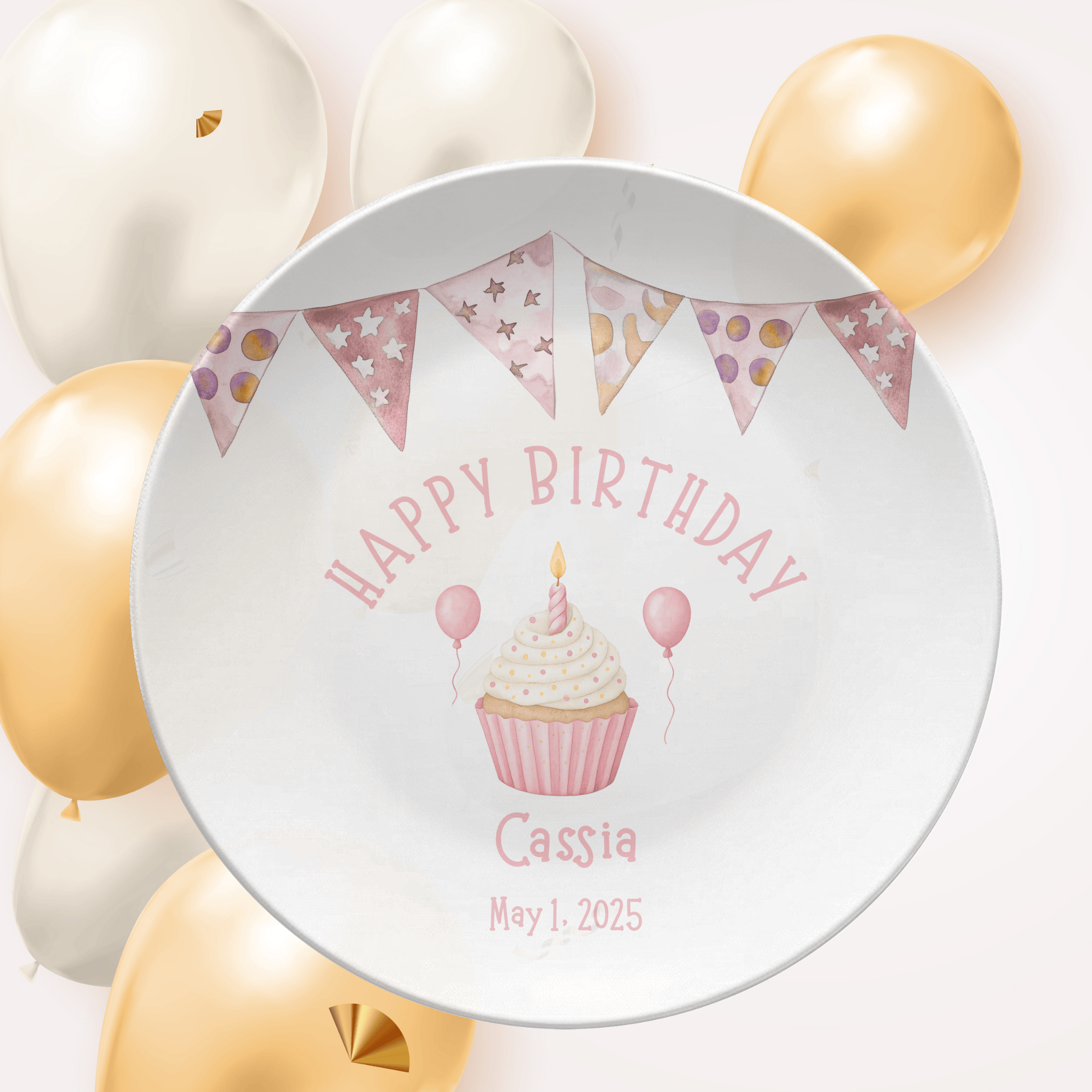 Girl Banner Birthday Plate by Lil Plate Shop