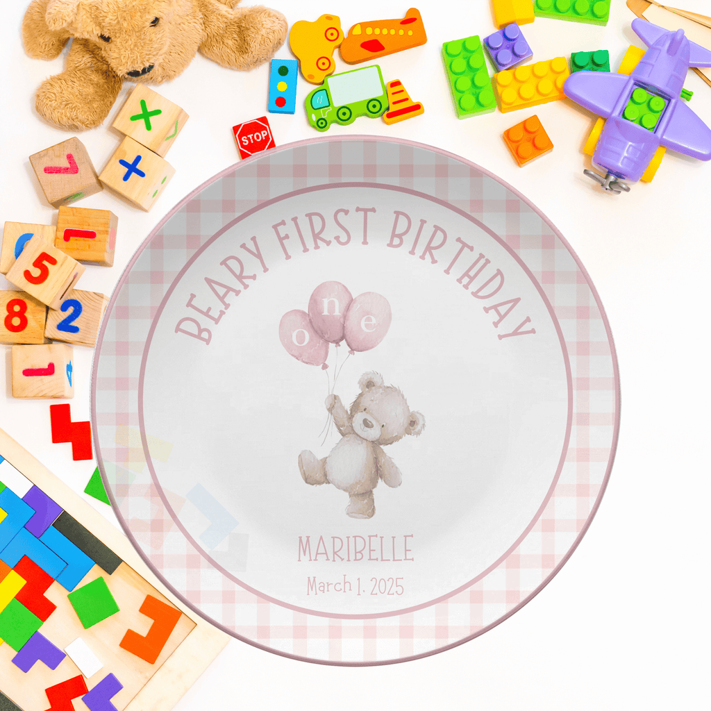 Girl Beary First Birthday Plate by Lil Plate Shop