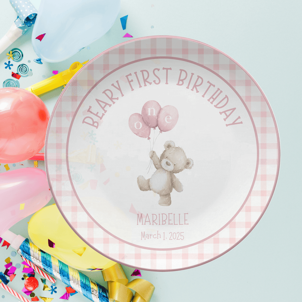 Girl Beary First Birthday Plate by Lil Plate Shop