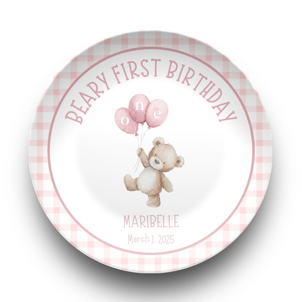 Girl Beary First Birthday Plate by Lil Plate Shop